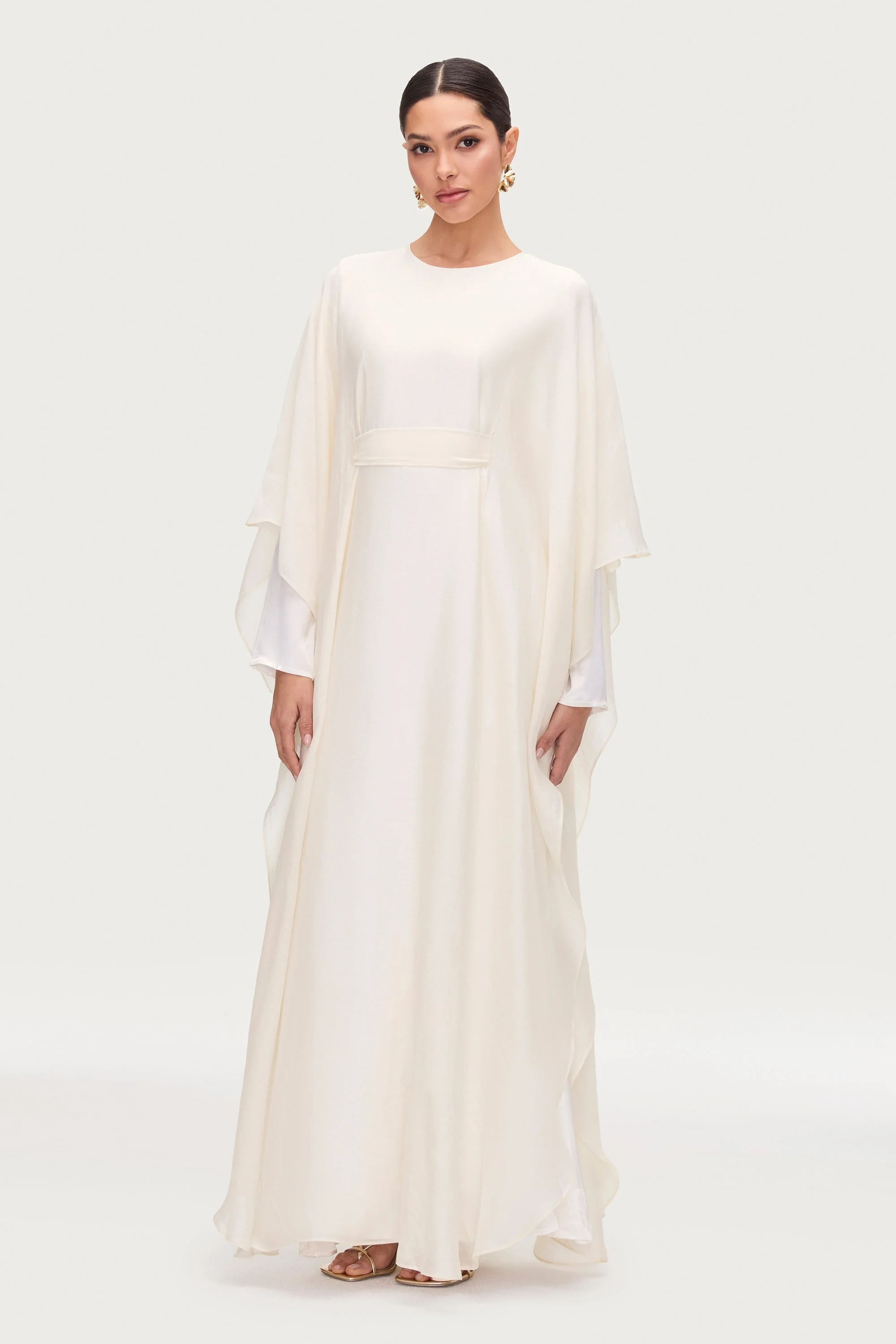Ethereal Silk Tie Waist Maxi Dress - Moonbeam - Image 3