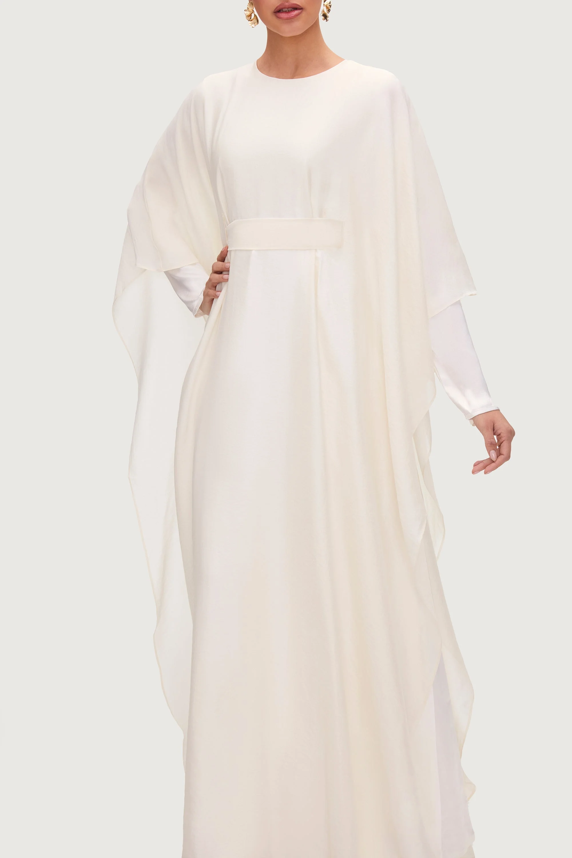 Ethereal Silk Tie Waist Maxi Dress - Moonbeam - Image 4