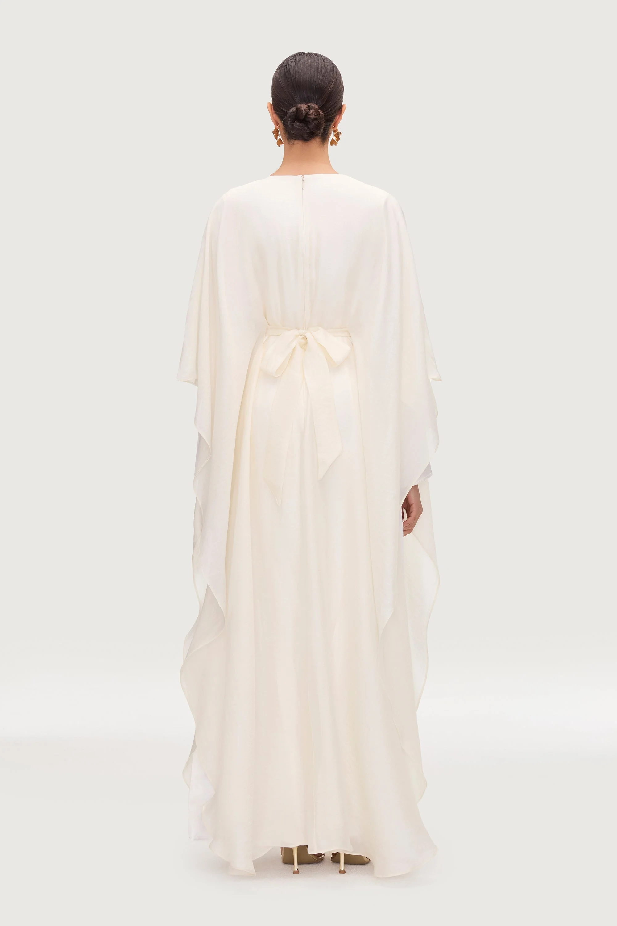 Ethereal Silk Tie Waist Maxi Dress - Moonbeam - Image 6