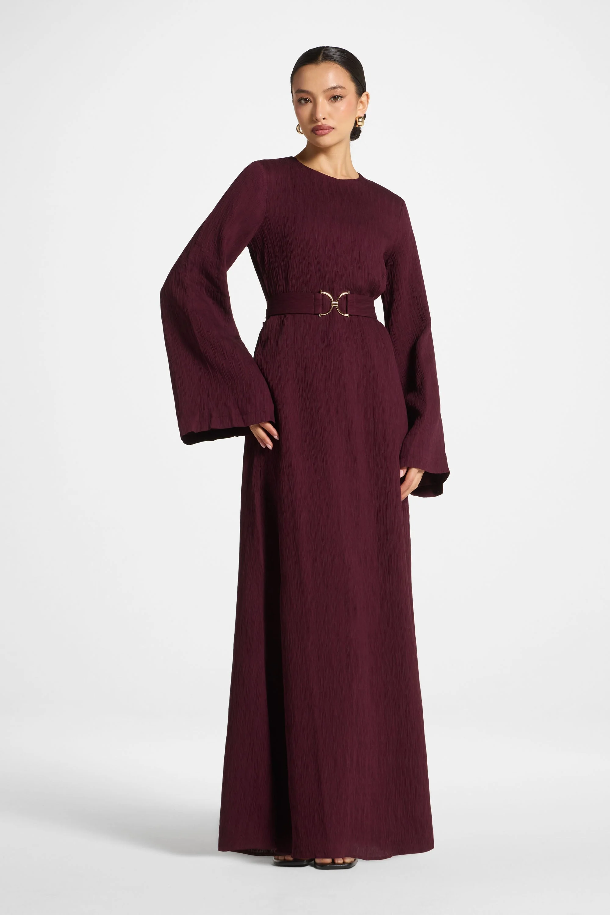 Flare Sleeve Maxi Dress - Black Currant