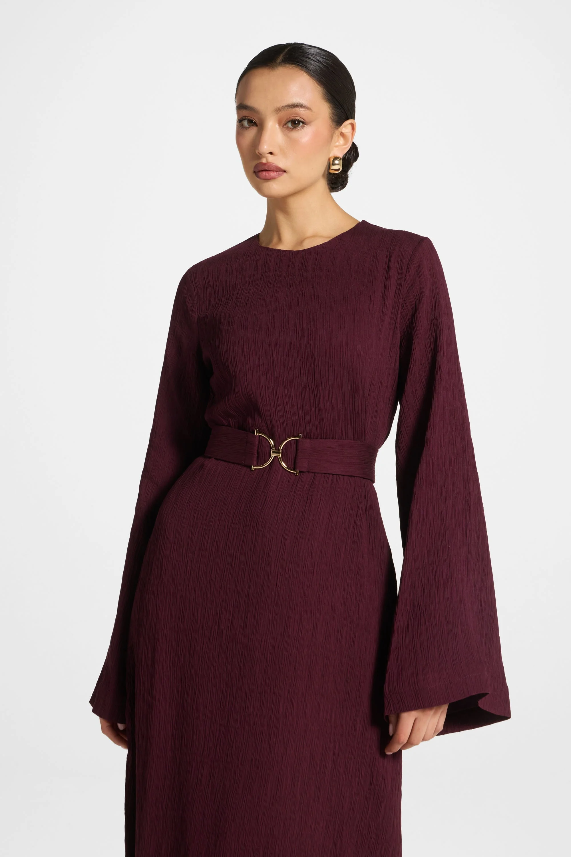 Flare Sleeve Maxi Dress - Black Currant - Image 3