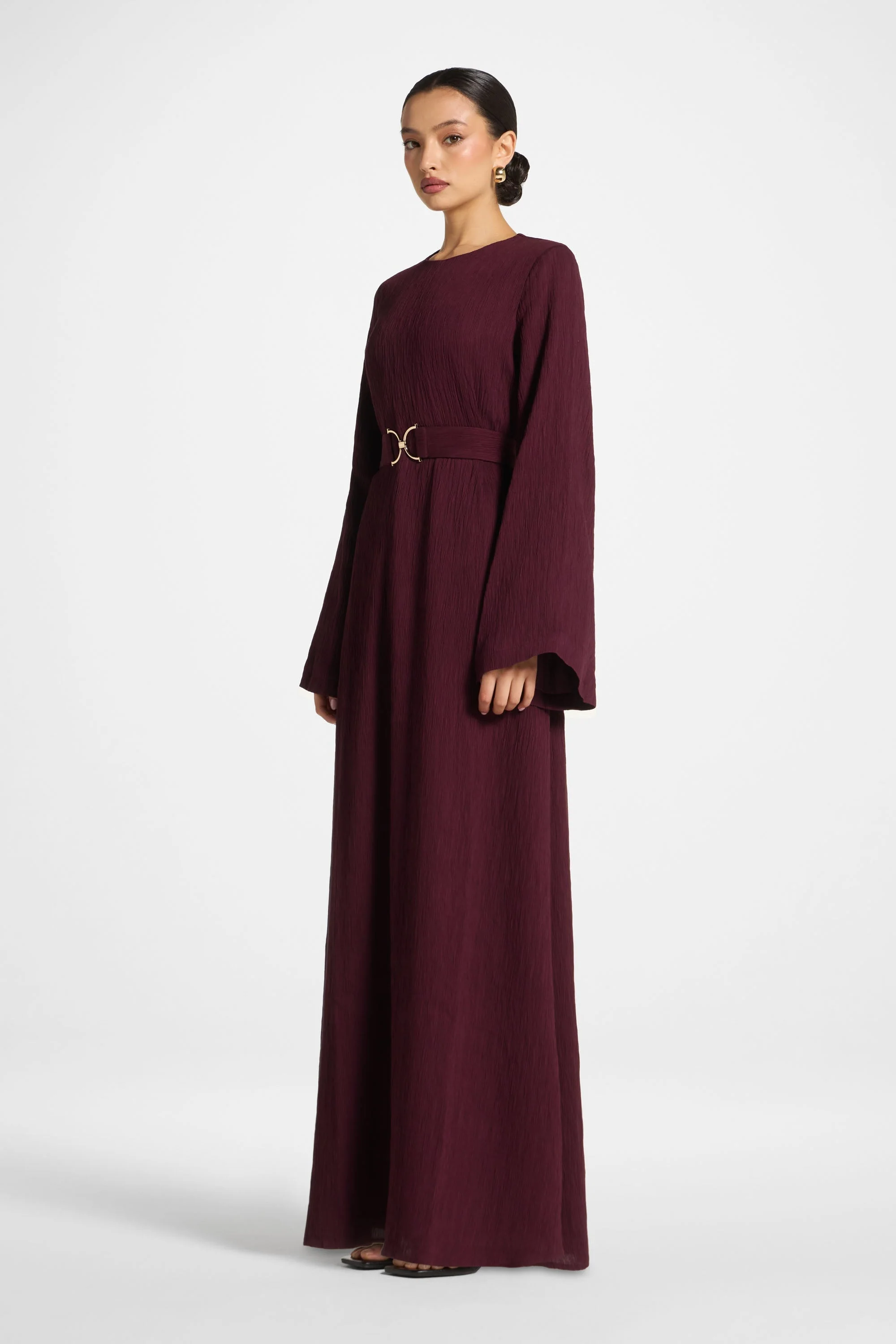 Flare Sleeve Maxi Dress - Black Currant - Image 4
