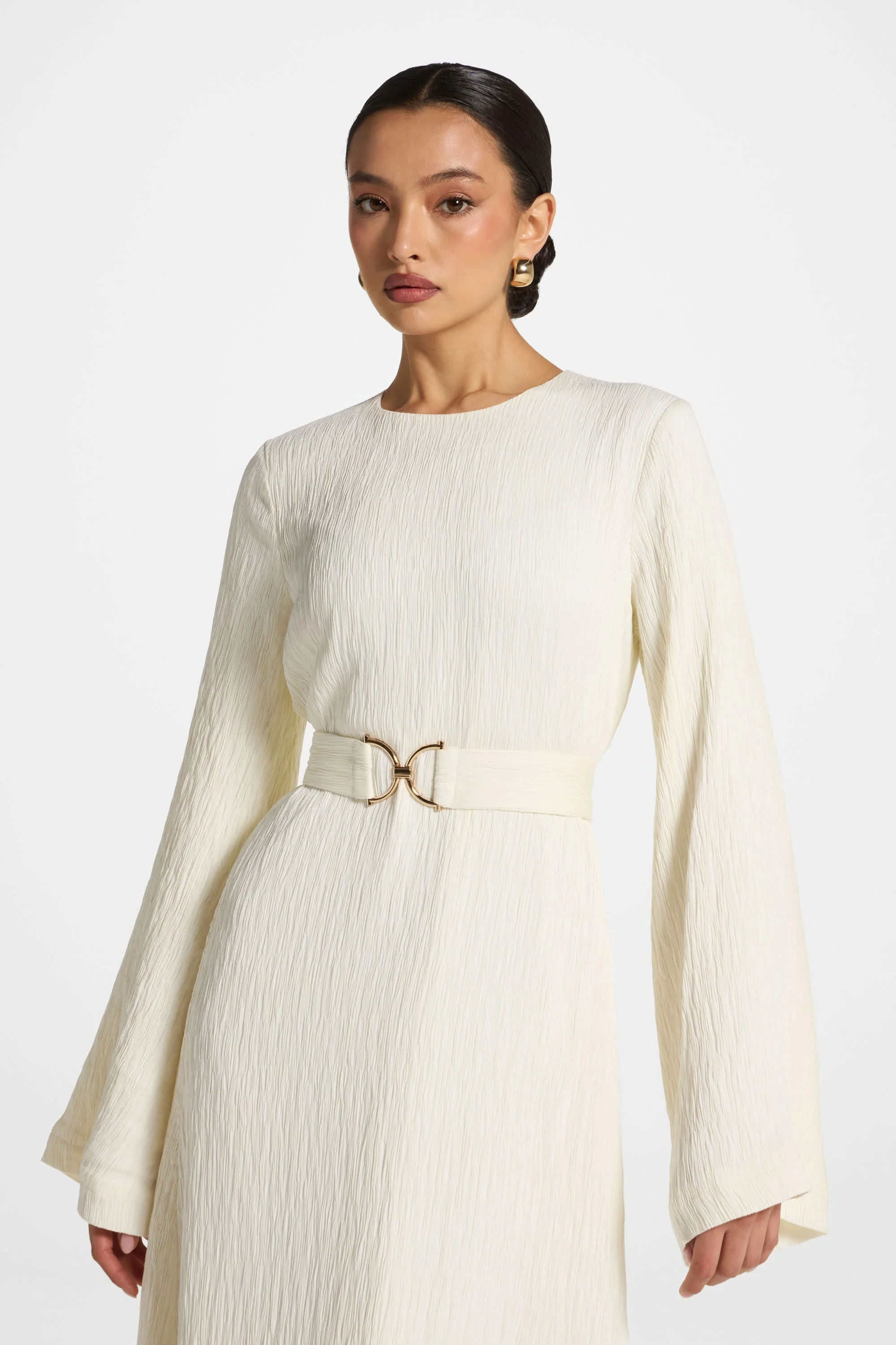 Flare Sleeve Maxi Dress - White - Image 6