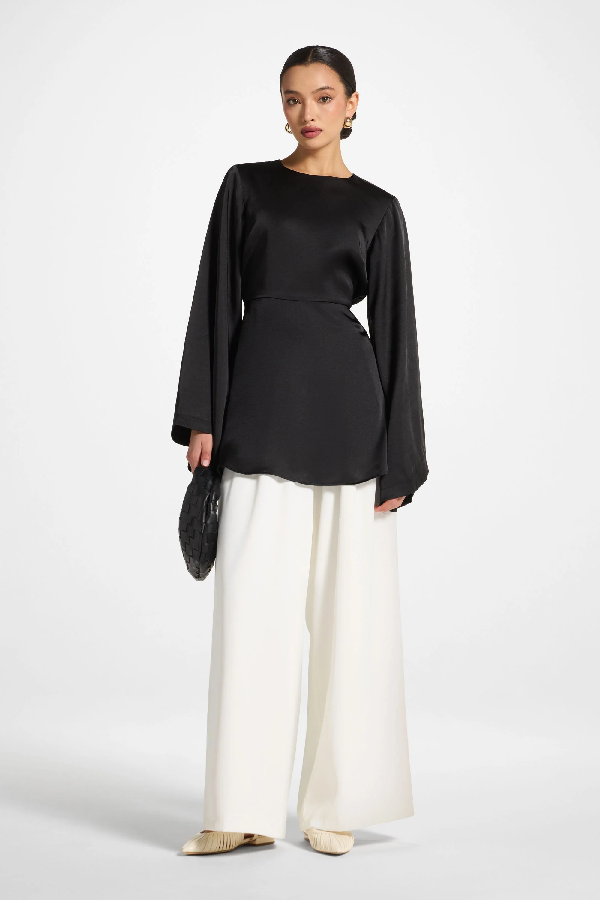 Flare Sleeve Top - Black - Image 2