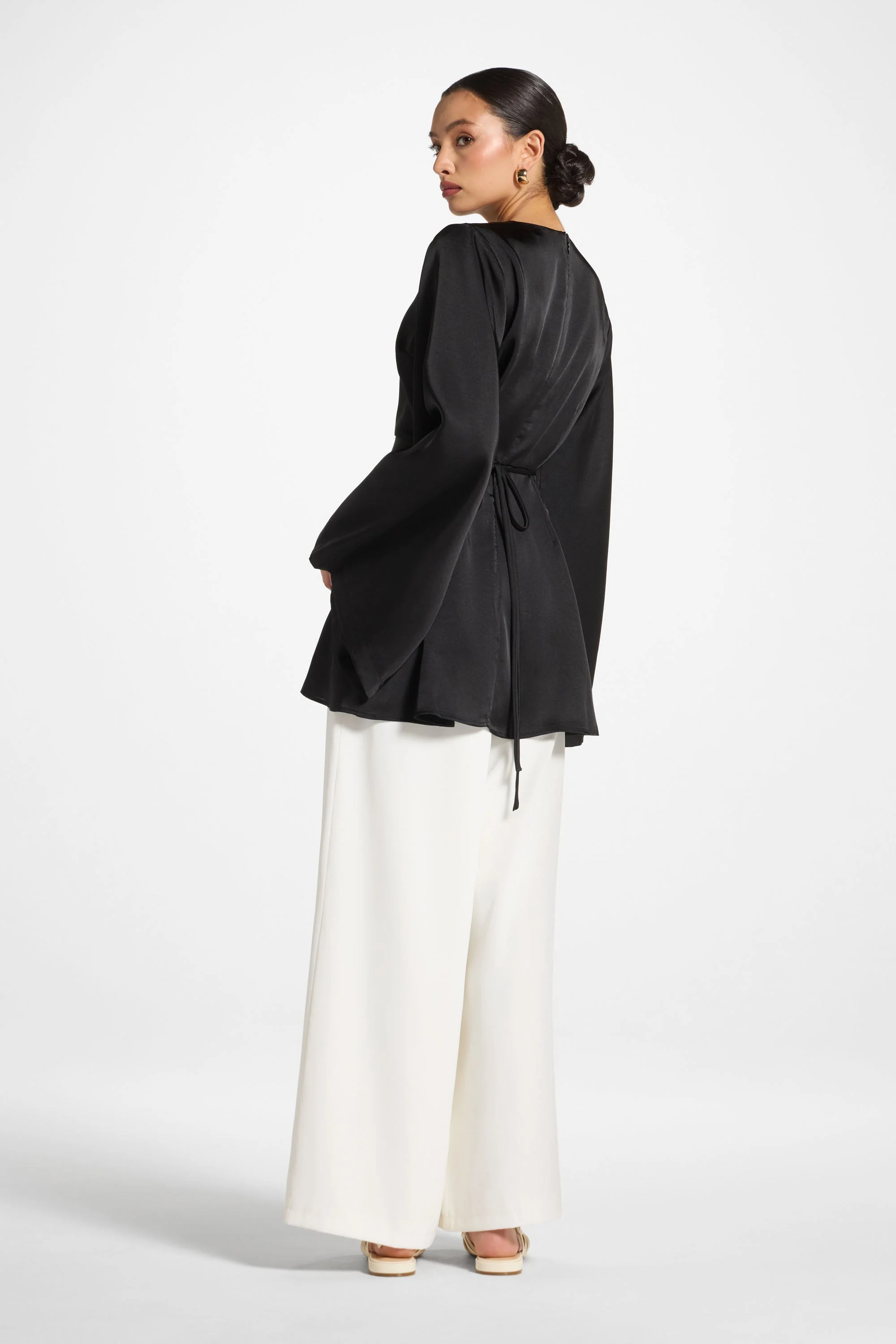 Flare Sleeve Top - Black - Image 4
