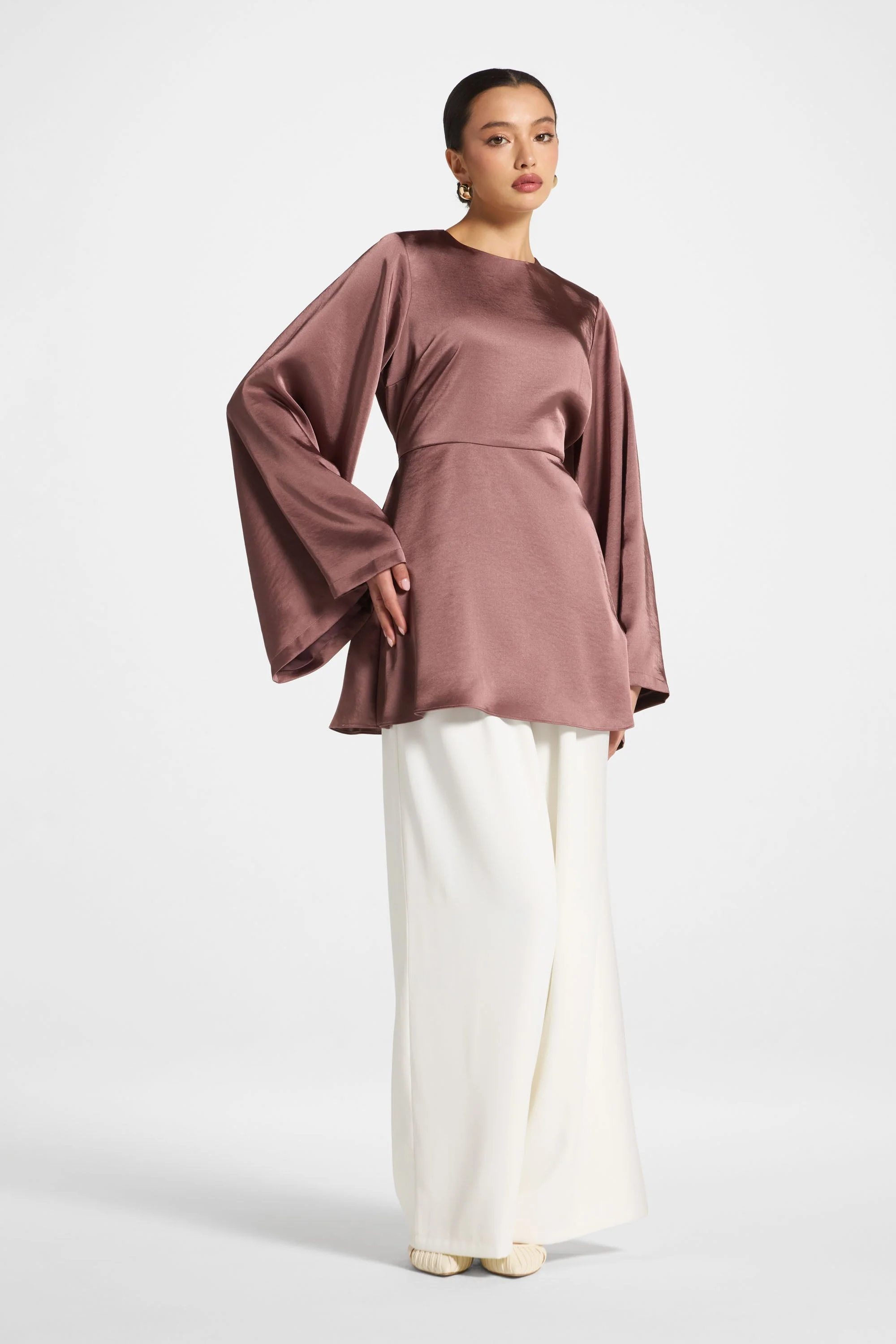Flare Sleeve Top - Dusty Plum - Image 2