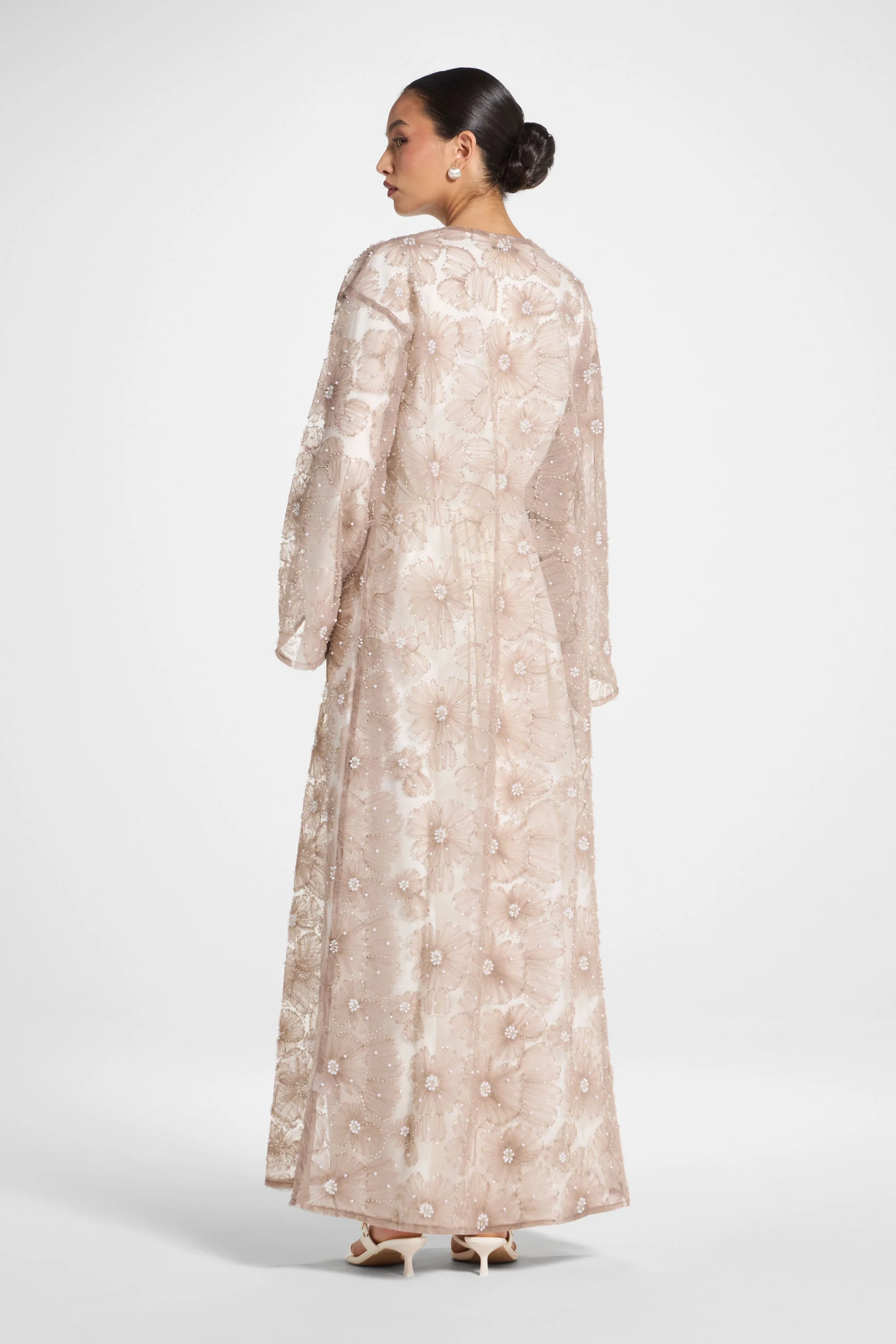 Floral Embellished Abaya - Taro - Image 6