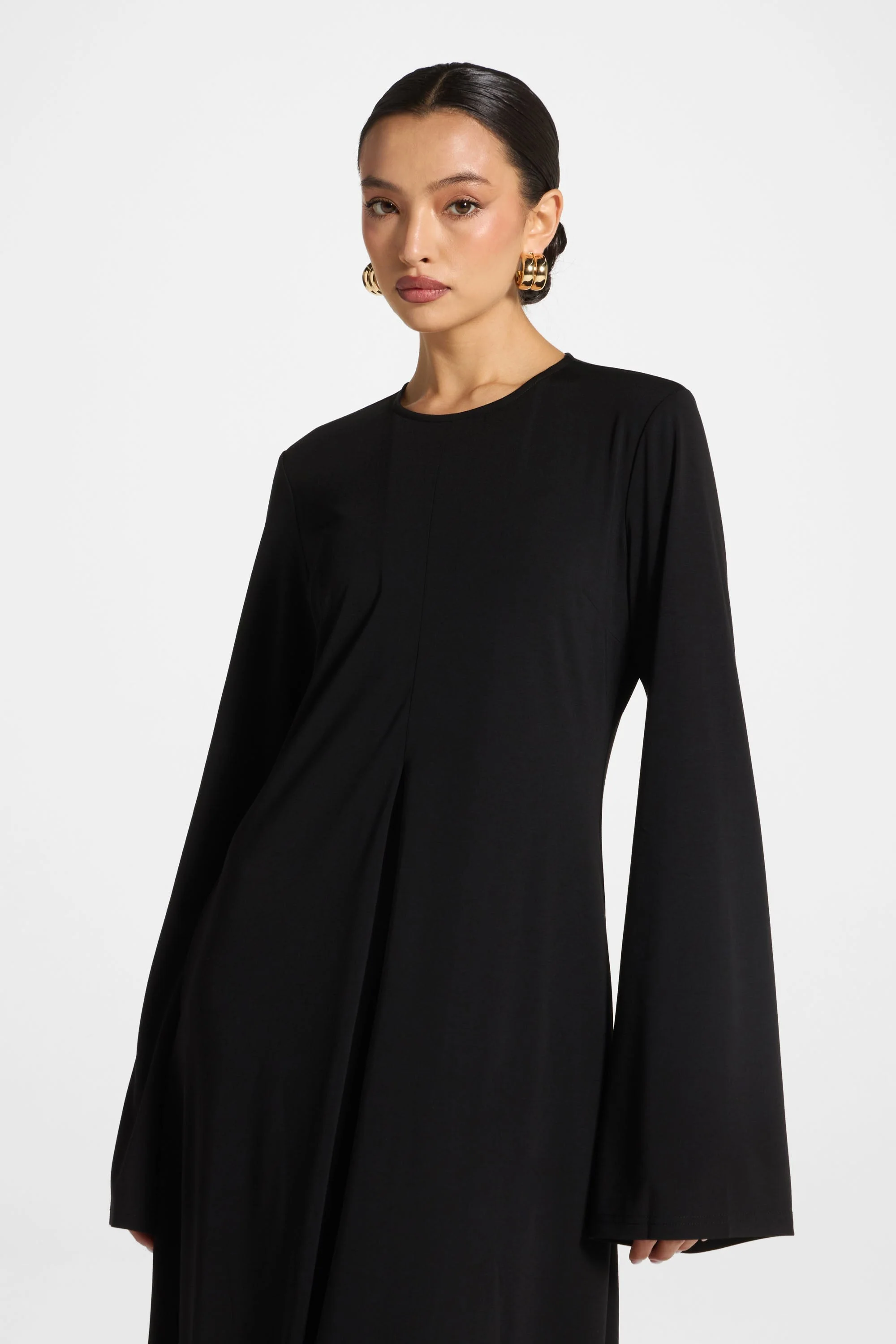 Flowy Pleat Maxi Dress - Black - Image 3