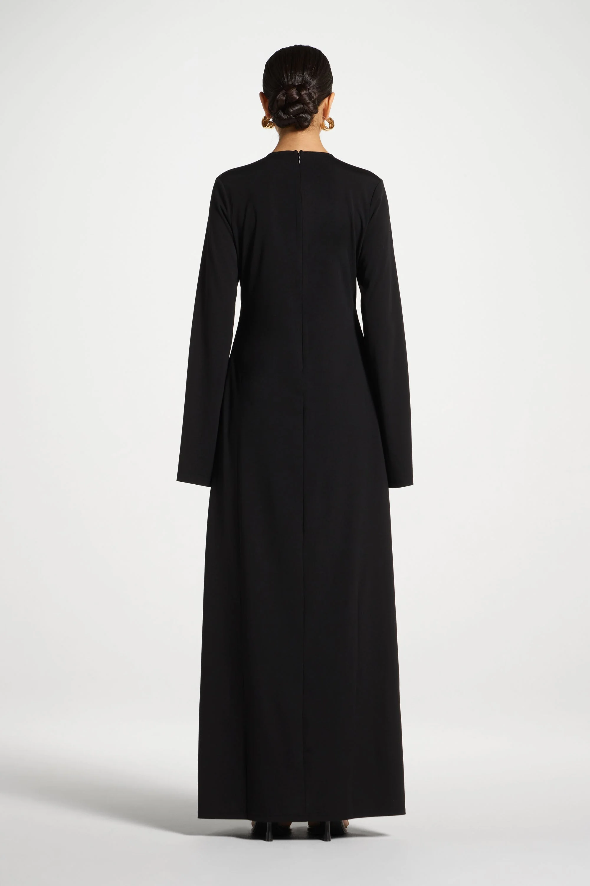 Flowy Pleat Maxi Dress - Black - Image 6