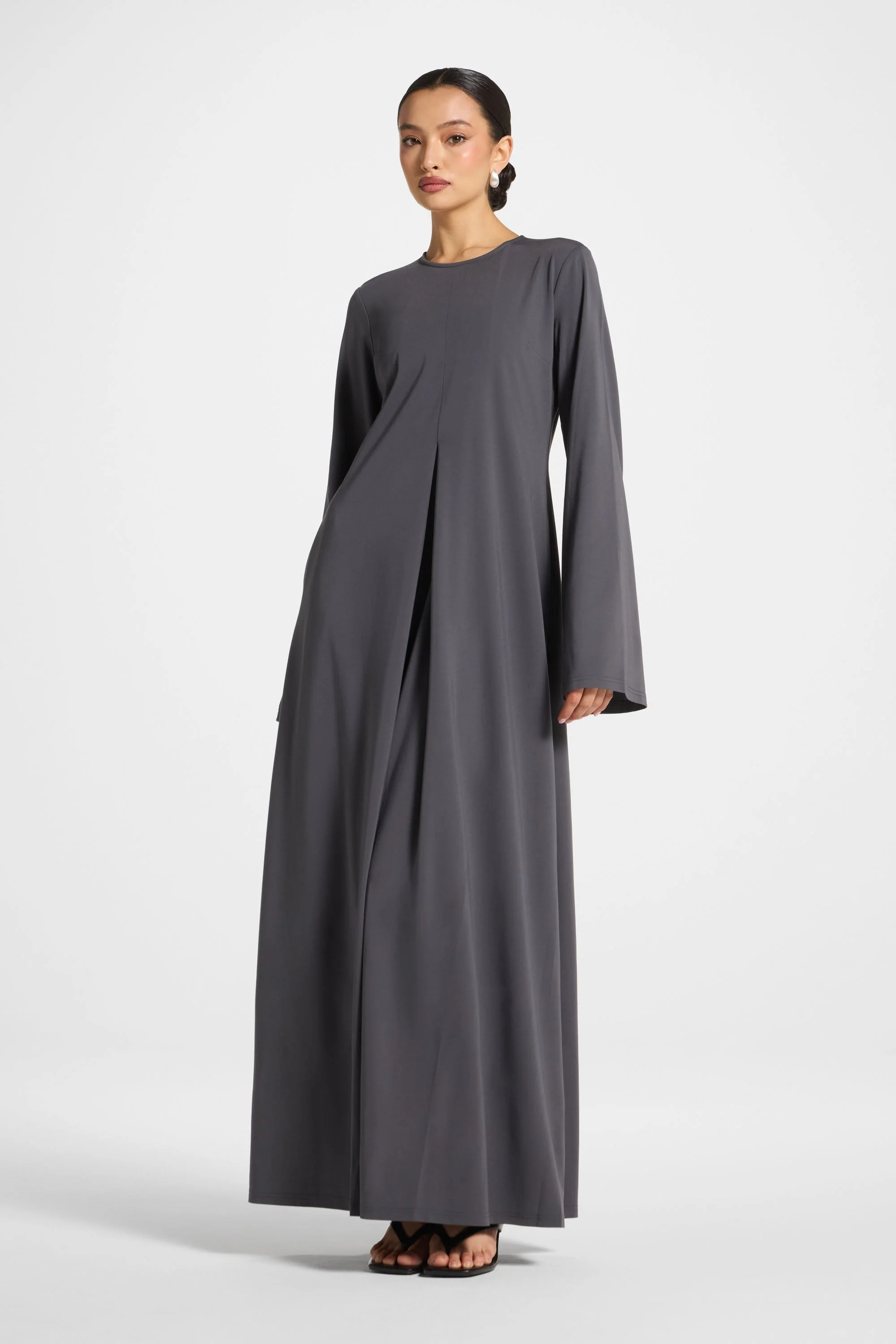 Flowy Pleat Maxi Dress - Iron - Image 4