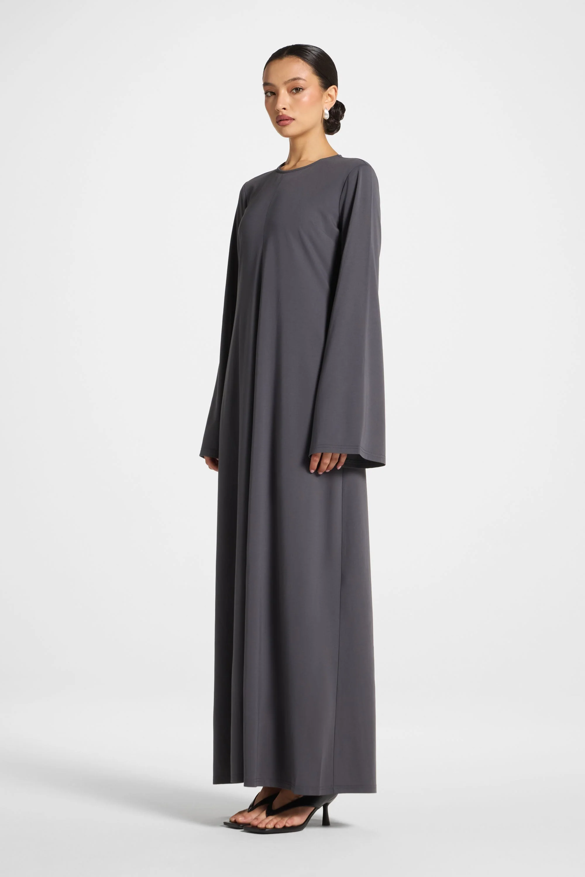 Flowy Pleat Maxi Dress - Iron - Image 5
