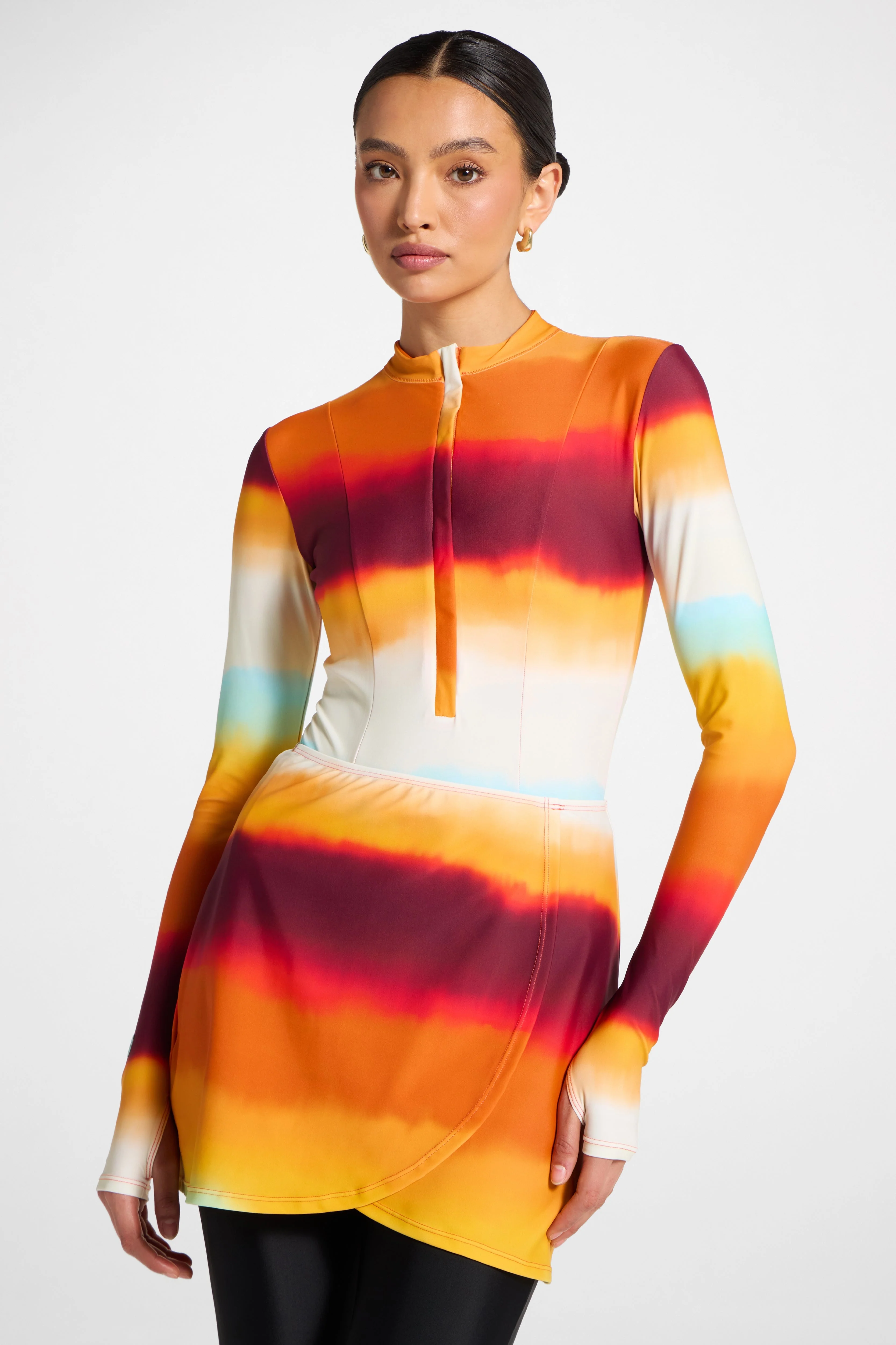 Wrap Two Piece Swimsuit & Skirt Set - Sunset Ombre - Image 10