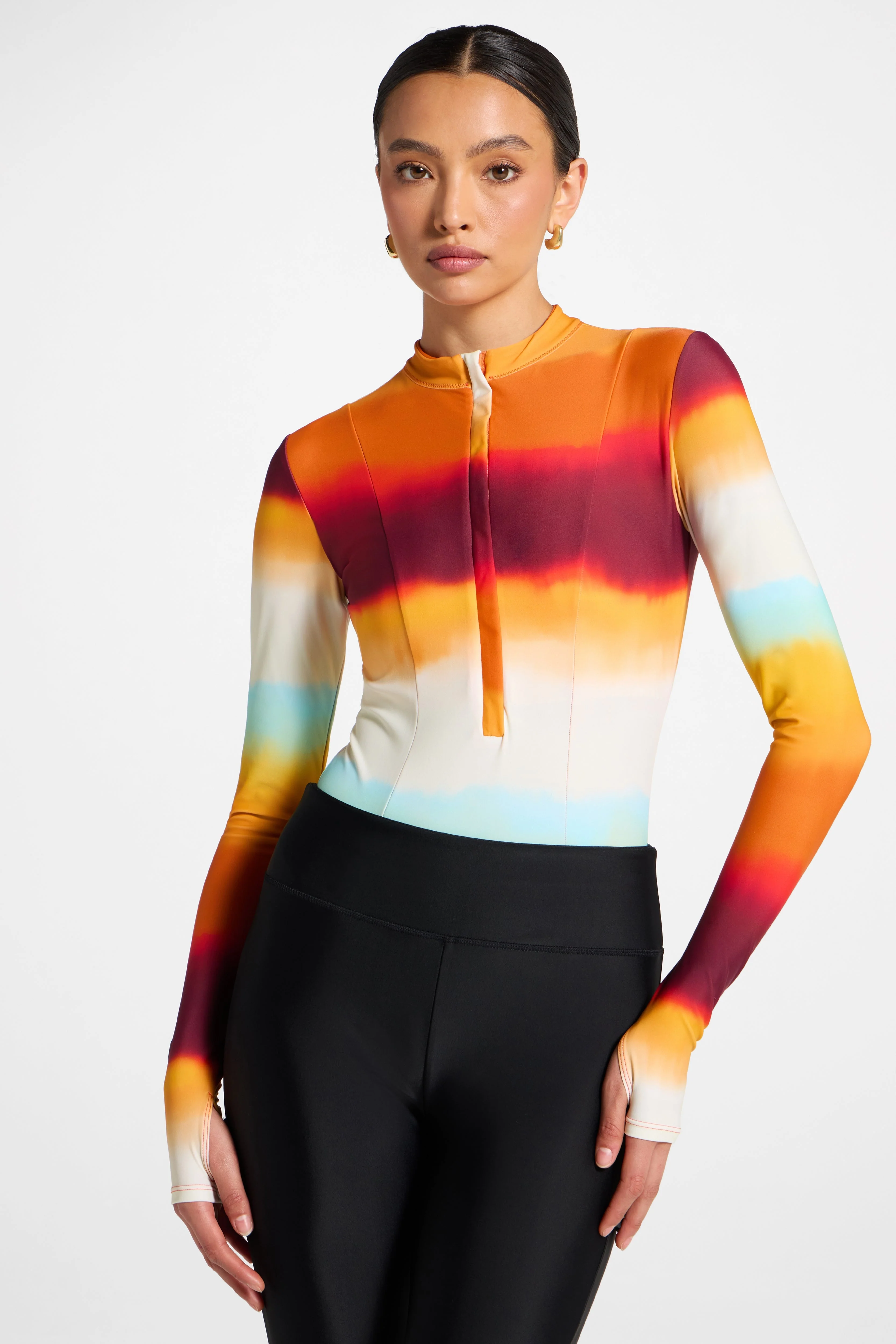Wrap Two Piece Swimsuit & Skirt Set - Sunset Ombre - Image 15