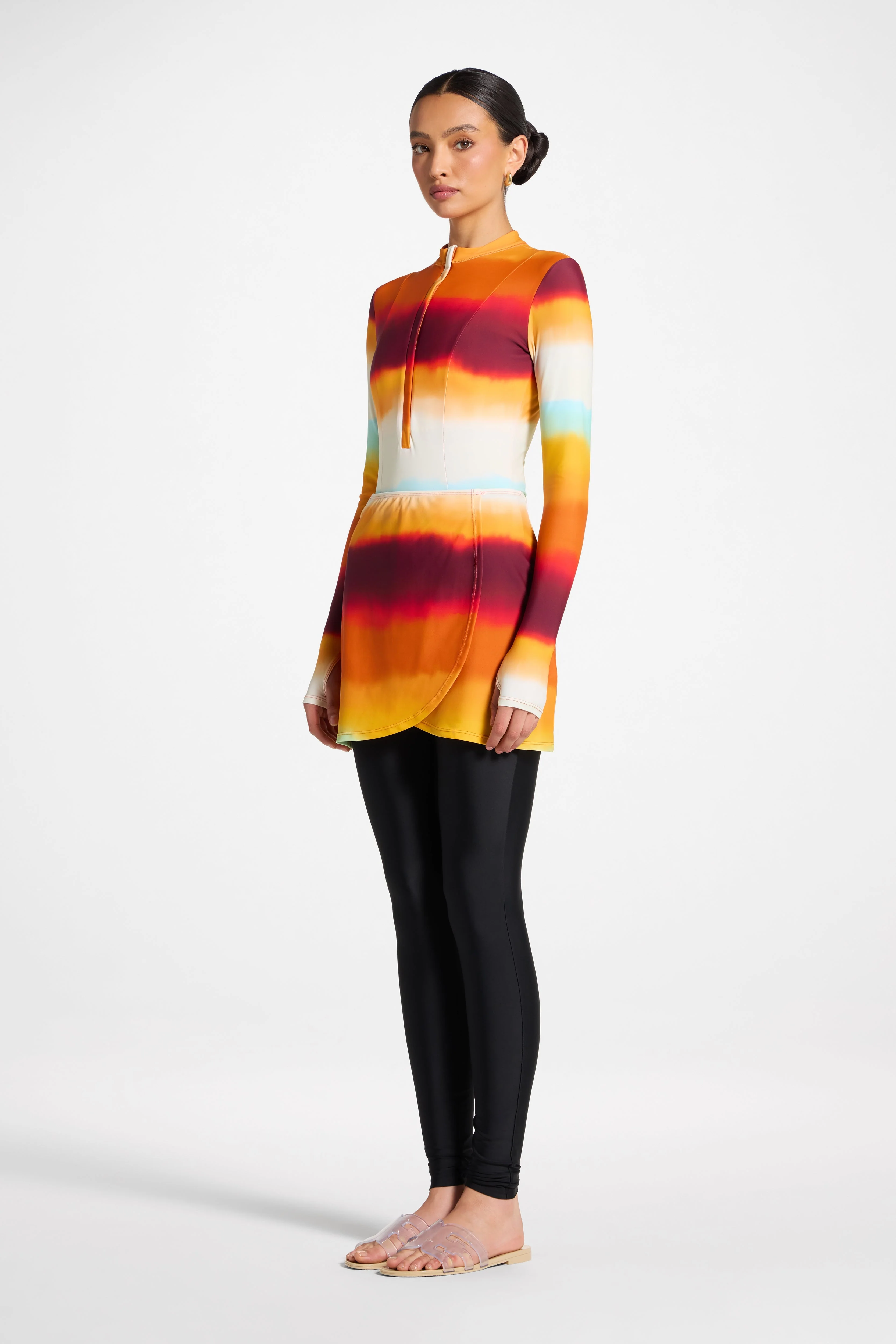 Wrap Two Piece Swimsuit & Skirt Set - Sunset Ombre - Image 6