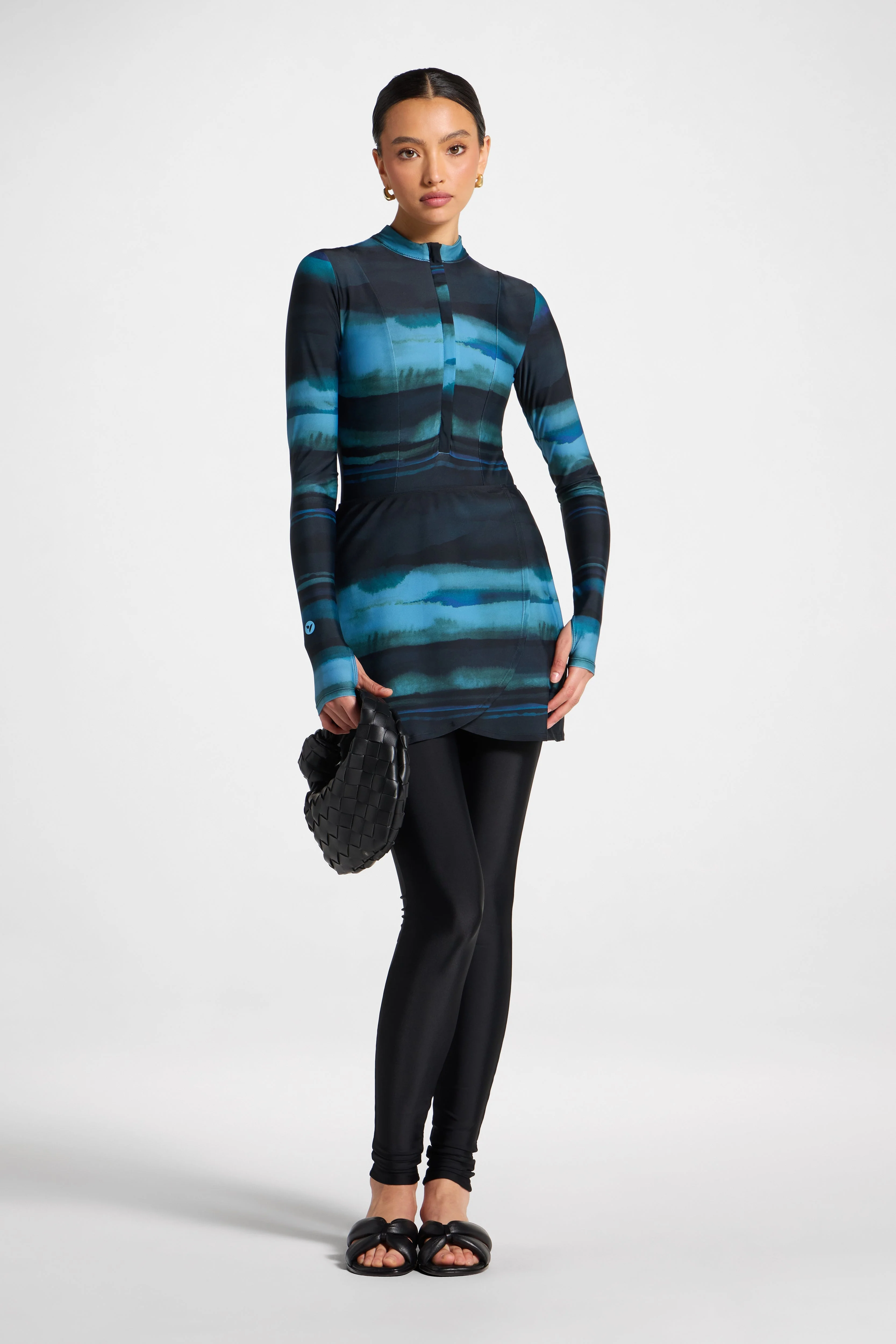 Wrap Two Piece Swimsuit & Skirt Set - Twilight Waves - Image 3