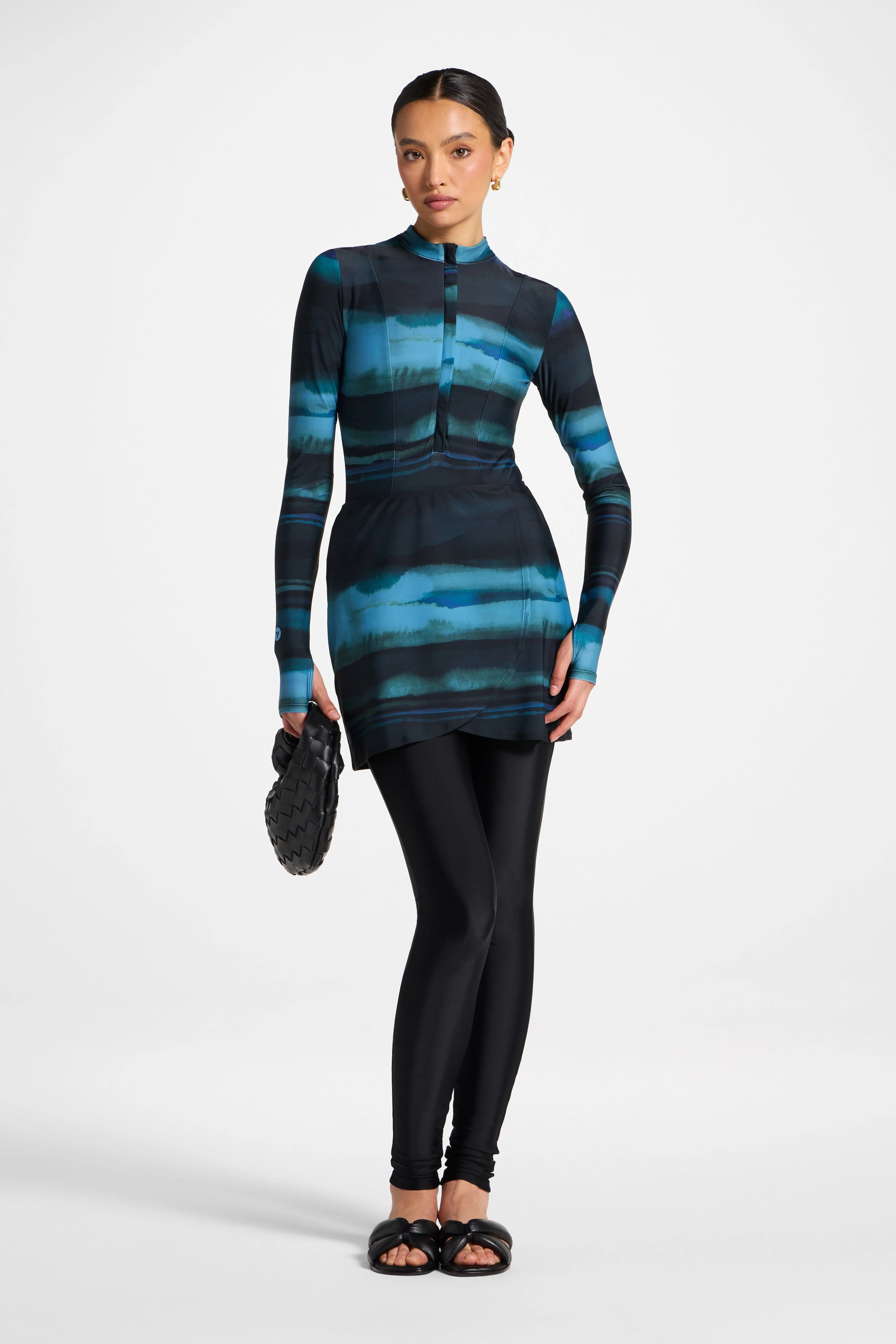 Wrap Two Piece Swimsuit & Skirt Set - Twilight Waves - Image 4