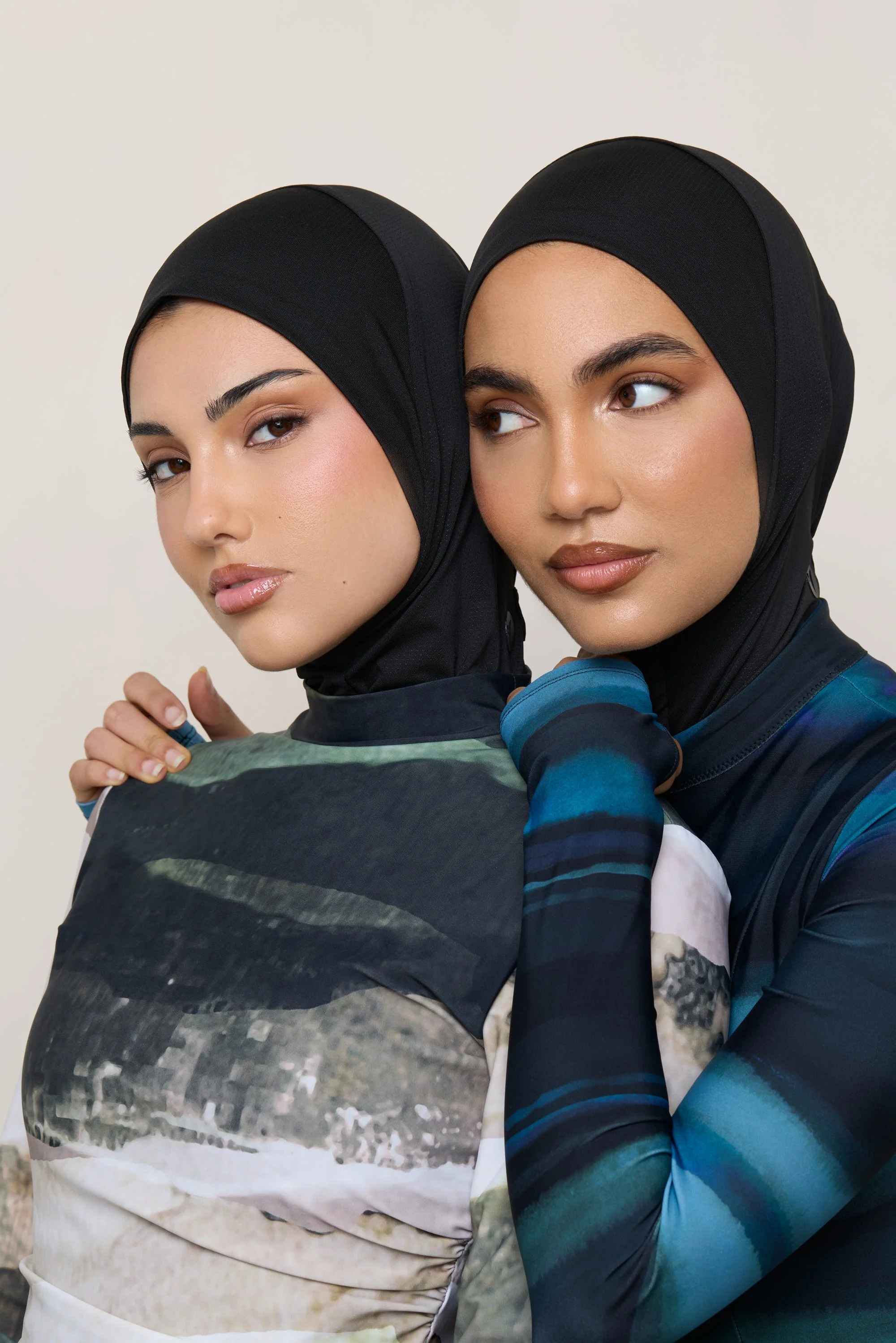 Instant Tie Back Mesh Swim Hijab - Black - Image 13