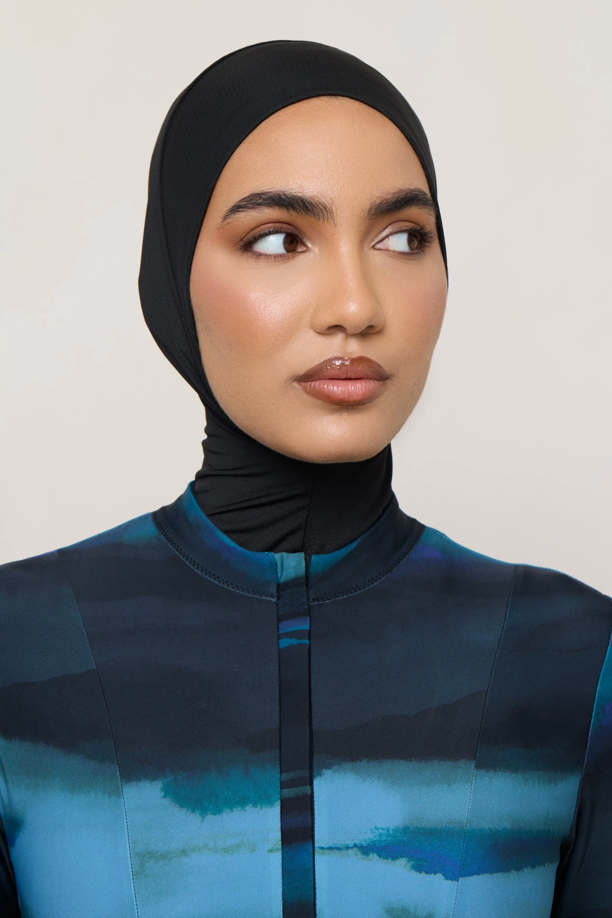 Instant Tie Back Mesh Swim Hijab - Black - Image 9