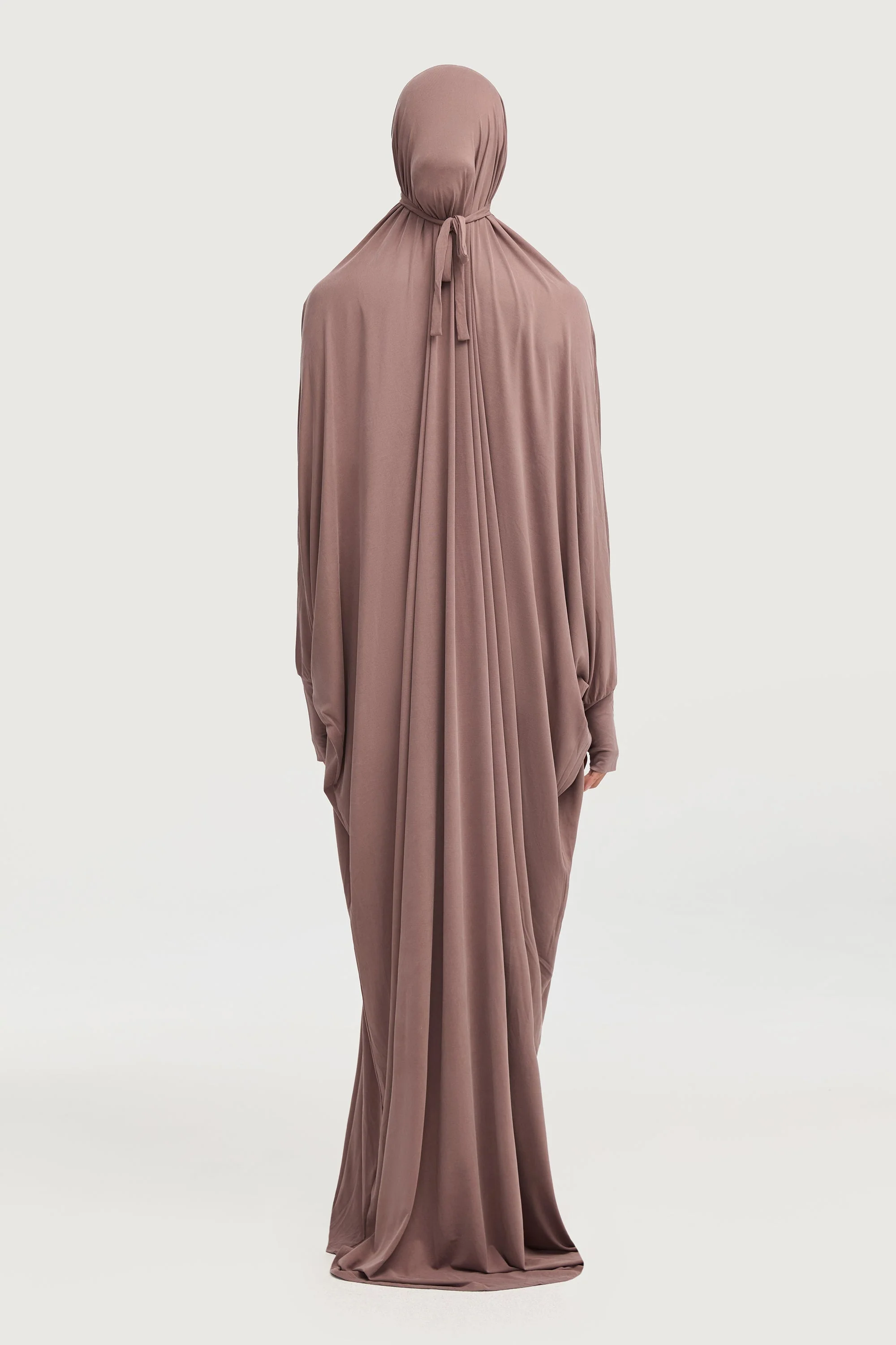 Jersey Cupro Prayer Jilbab Abaya - Deep Taupe - Image 4