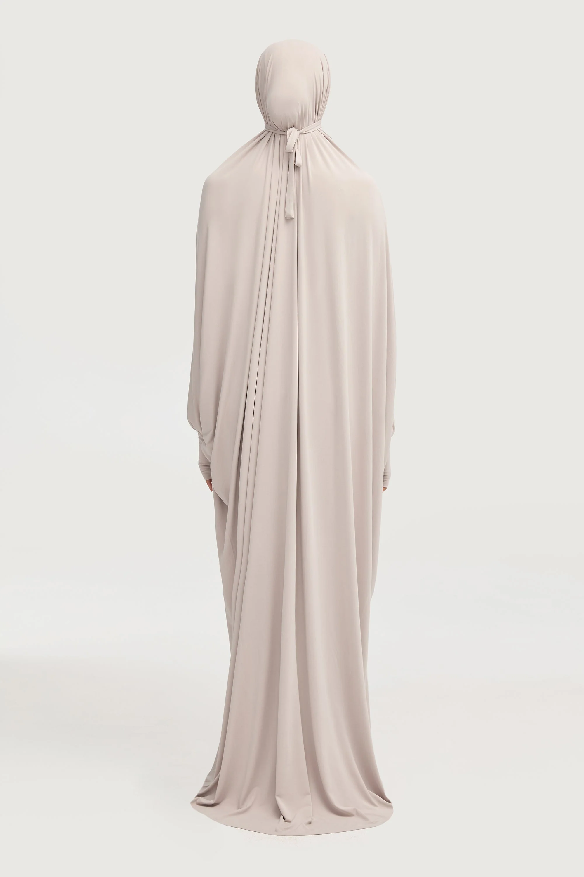 Jersey Cupro Prayer Jilbab Abaya - Stone - Image 4
