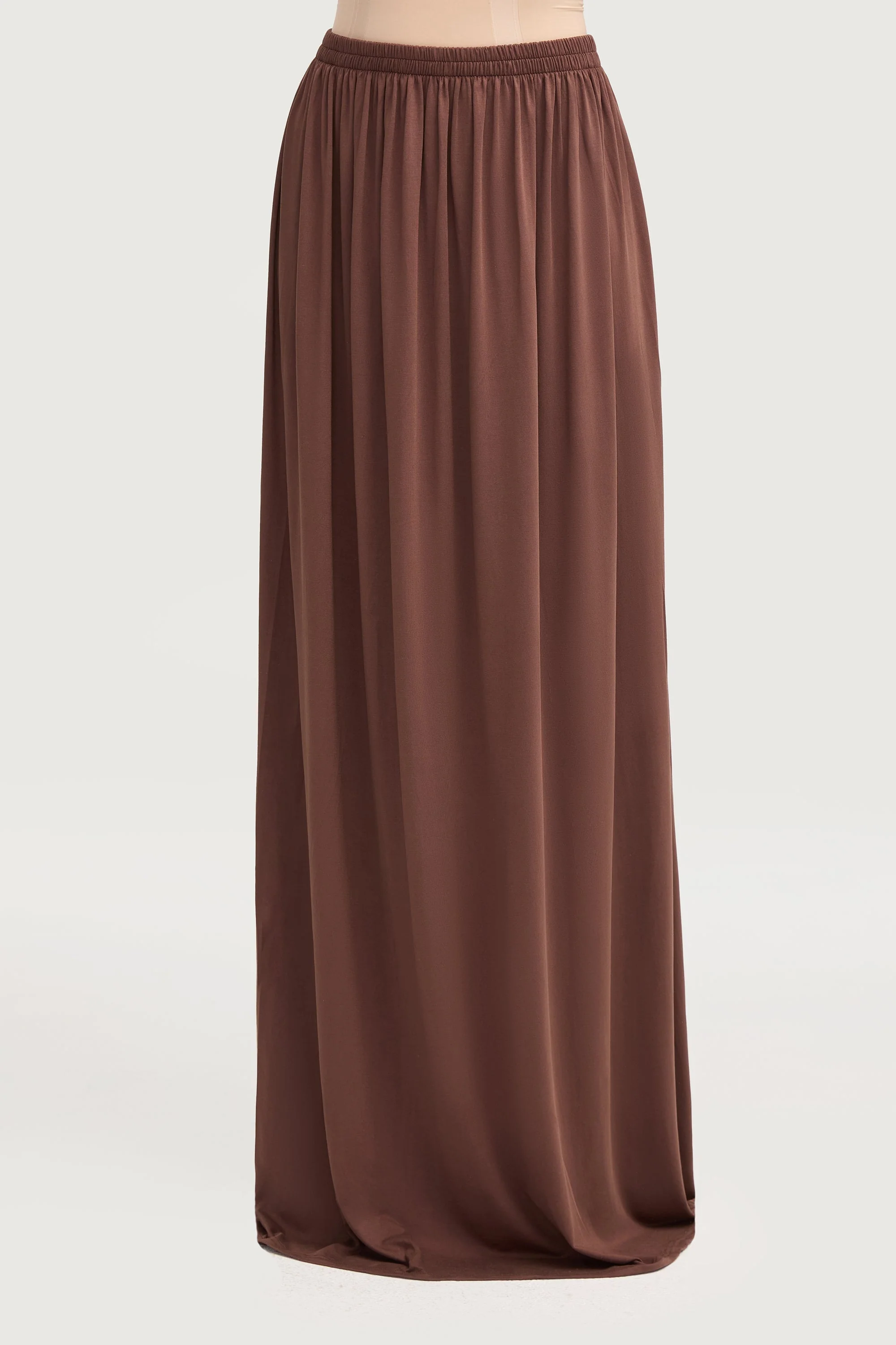 Jersey Cupro Prayer Jilbab & Skirt Set - Brown - Image 5