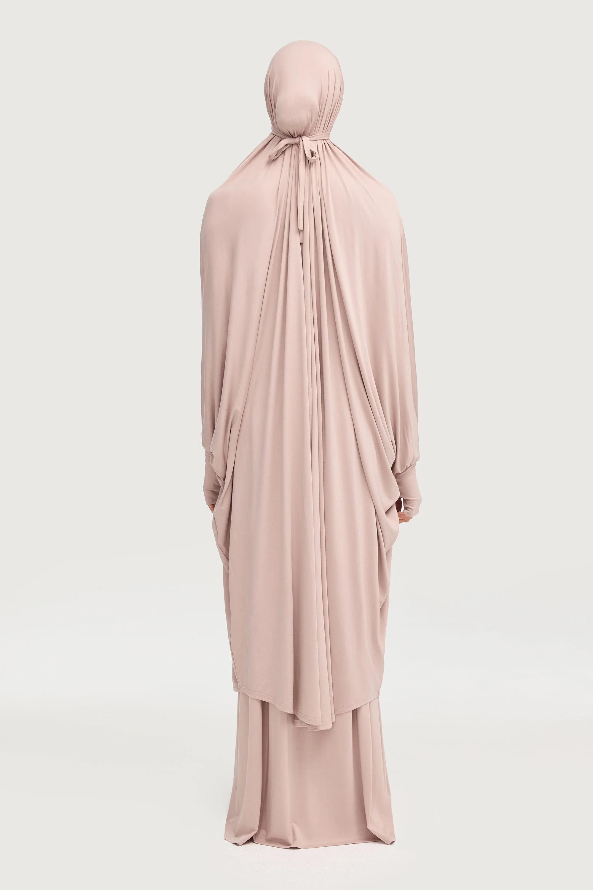 Jersey Cupro Prayer Jilbab & Skirt Set - Mink - Image 4