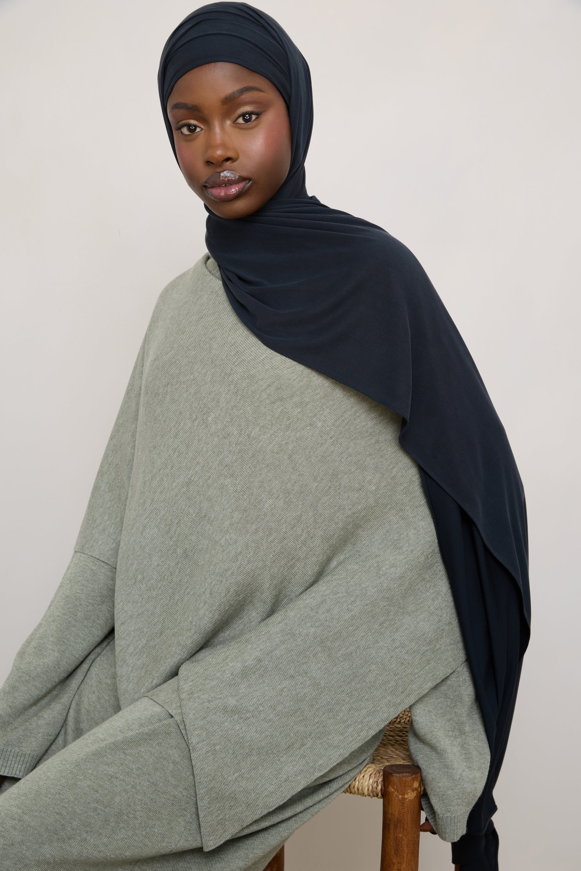 Jersey Hijab - Soft Black - Image 5