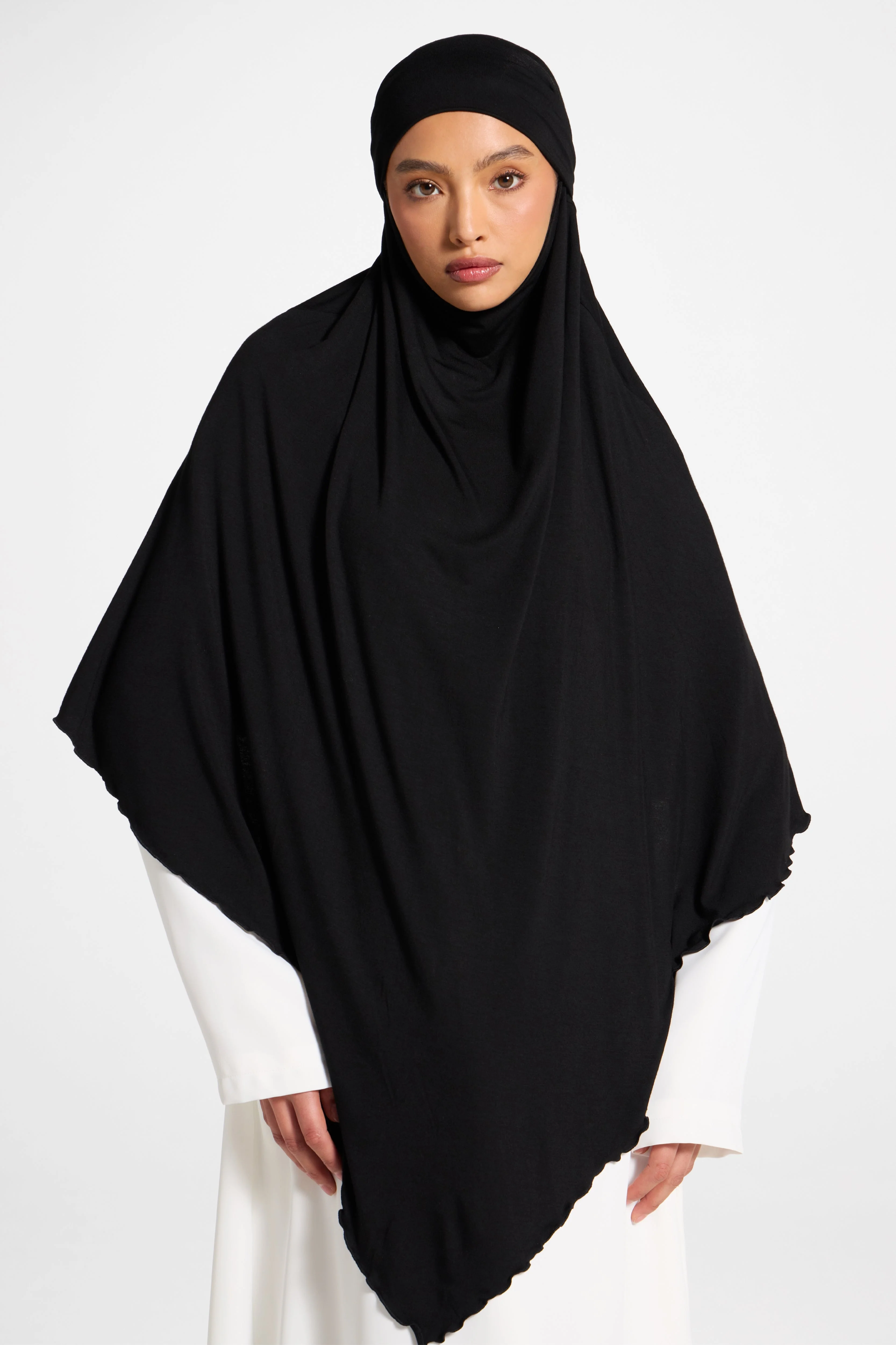 Jersey Khimar Hijab - Black - Image 3