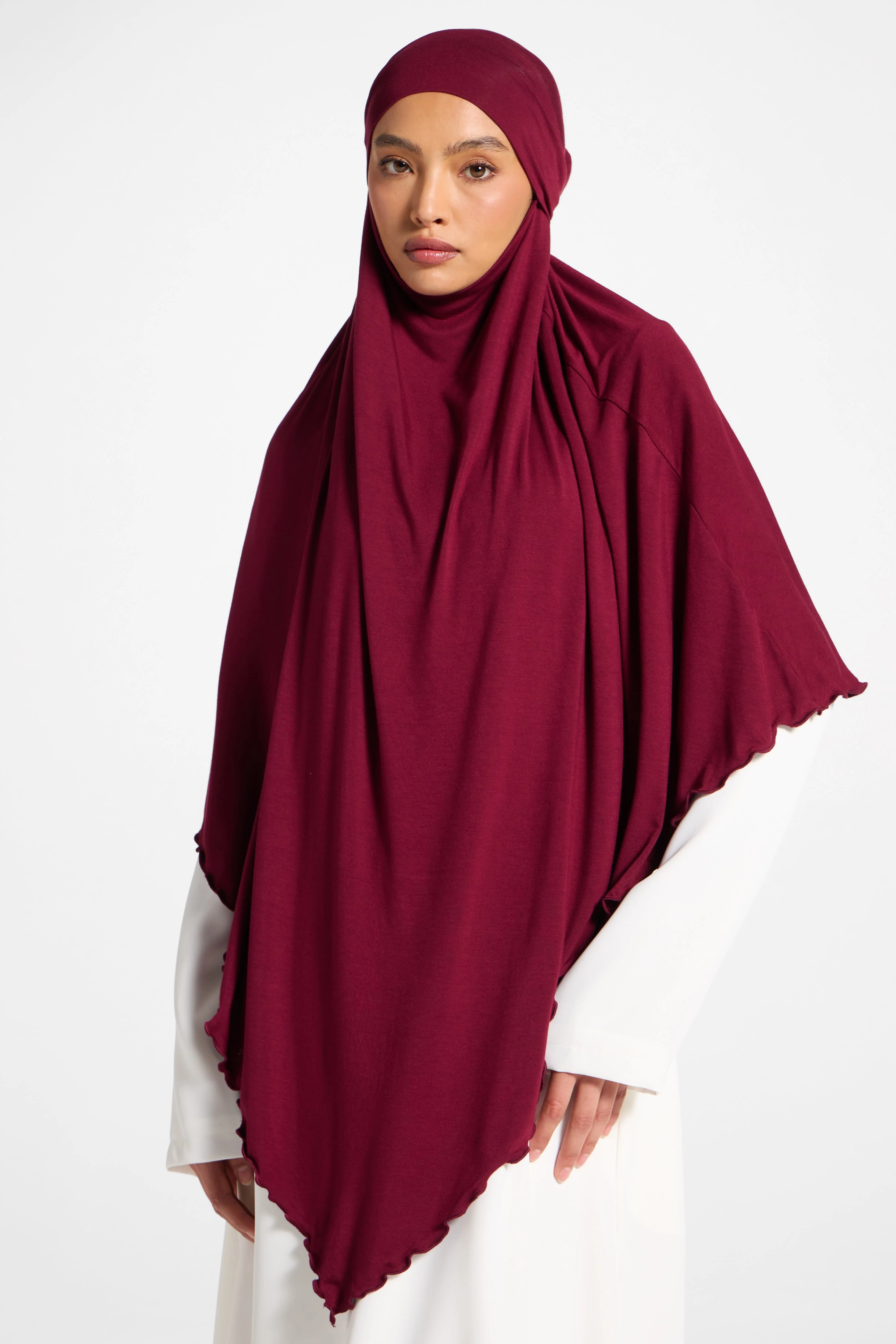 Jersey Khimar Hijab - Pomegranate