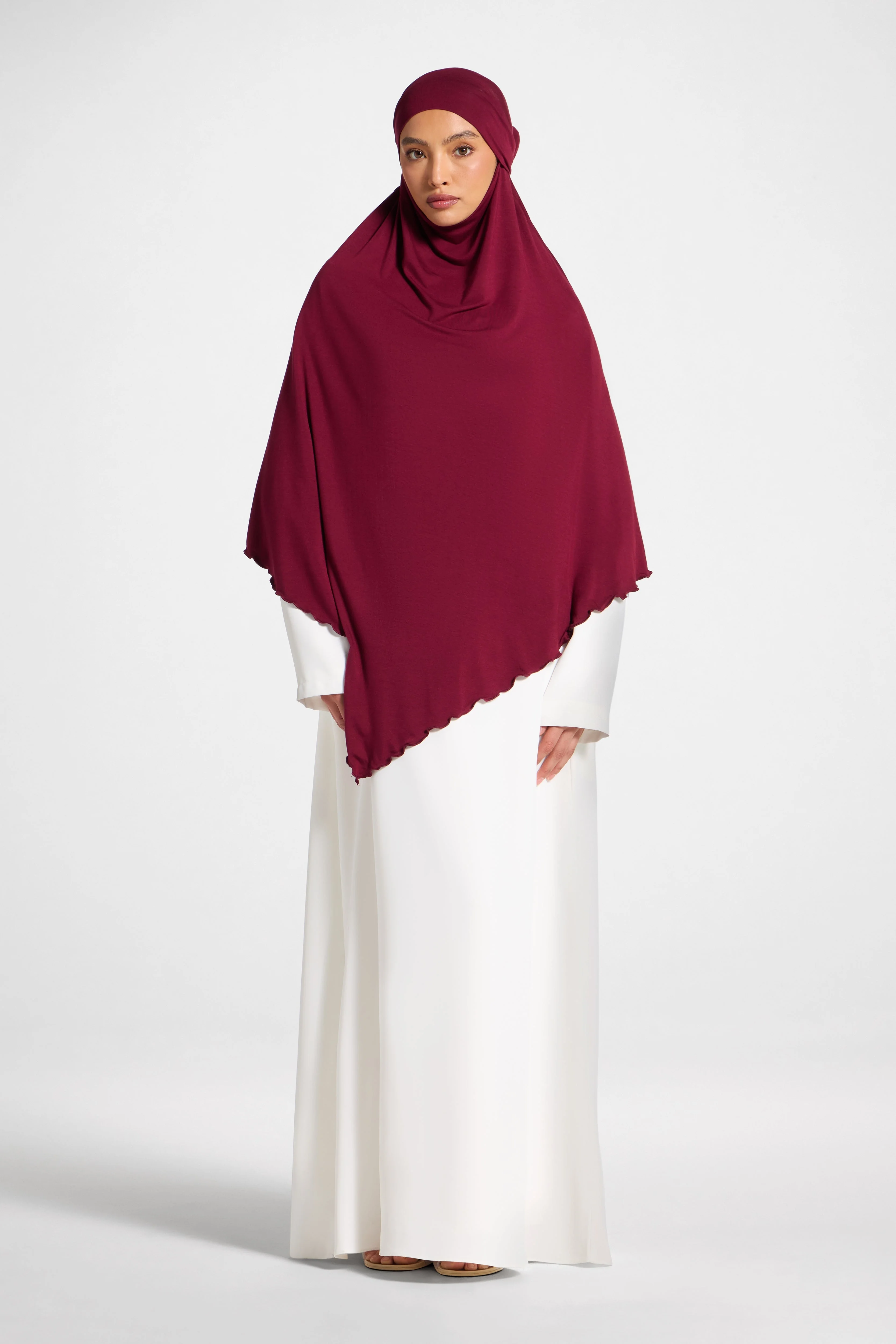Jersey Khimar Hijab - Pomegranate - Image 2