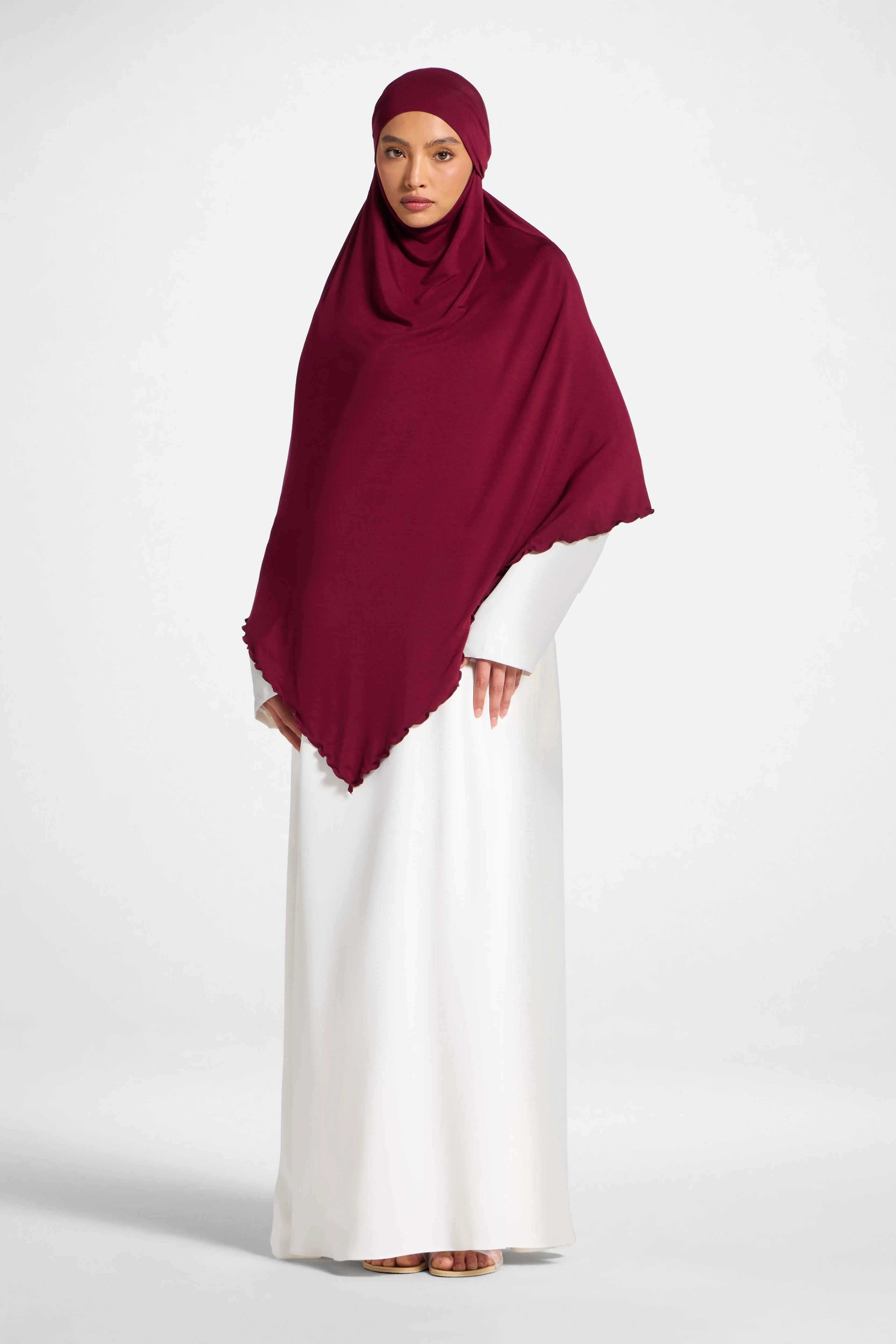 Jersey Khimar Hijab - Pomegranate - Image 3