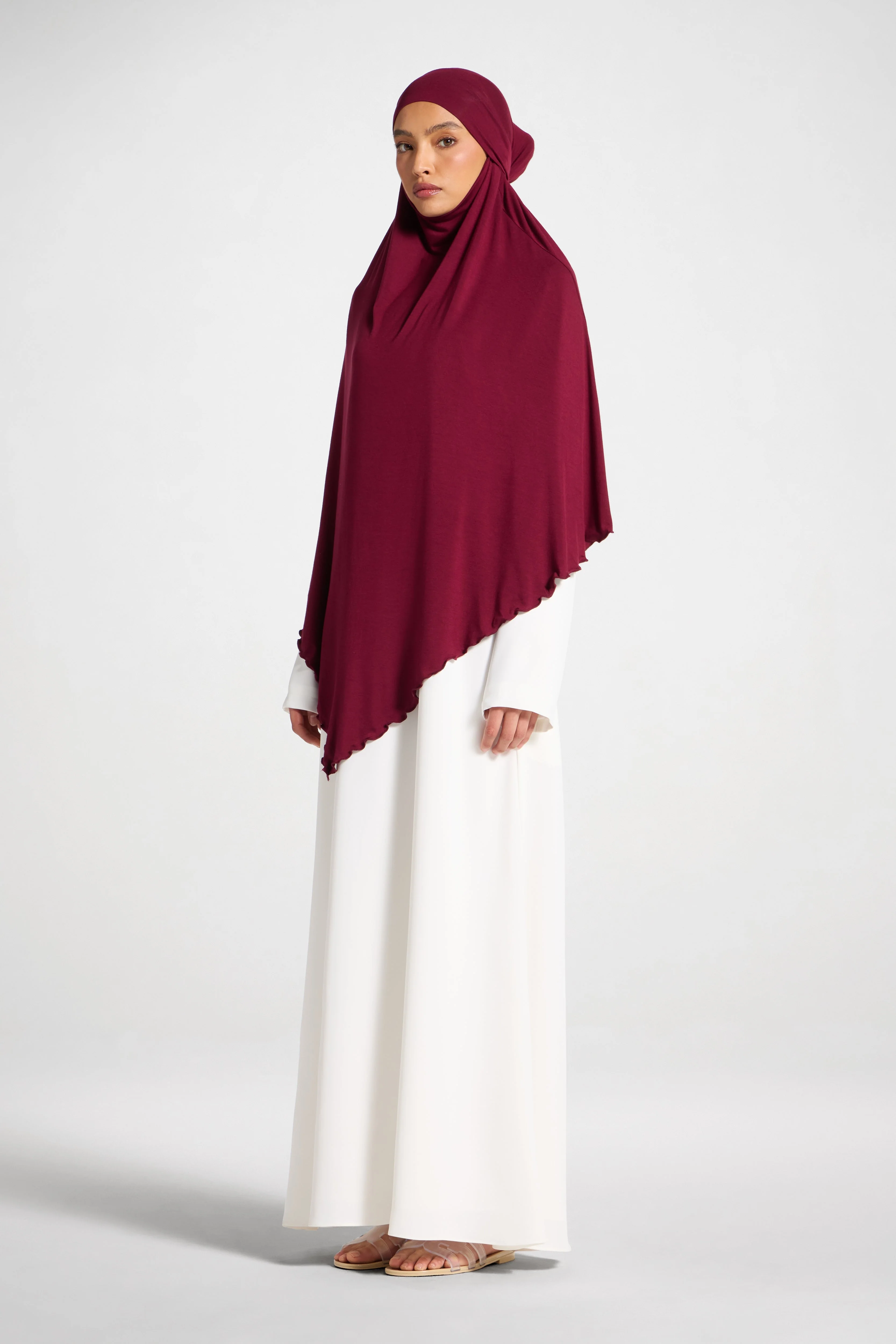Jersey Khimar Hijab - Pomegranate - Image 4