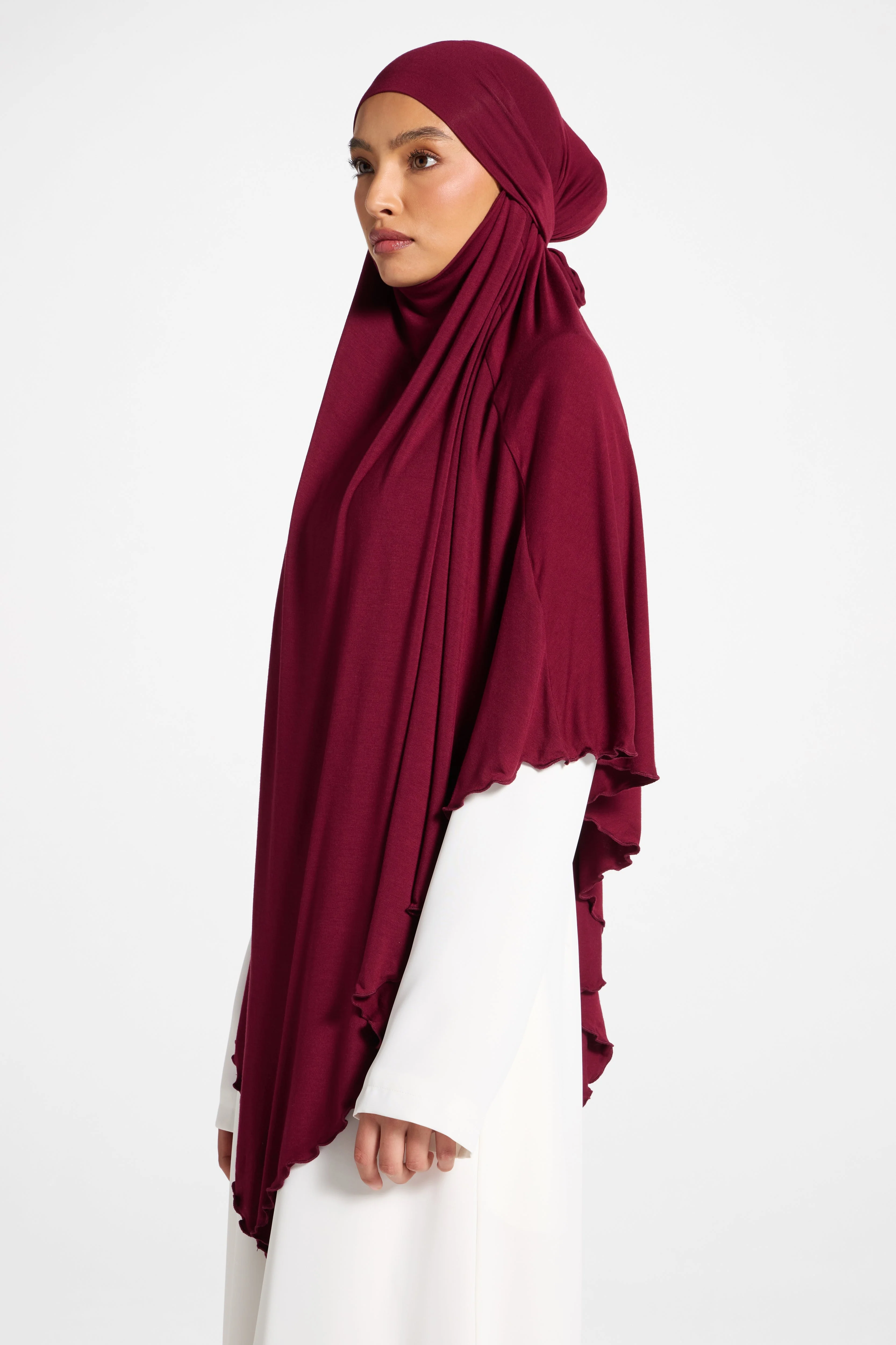 Jersey Khimar Hijab - Pomegranate - Image 6
