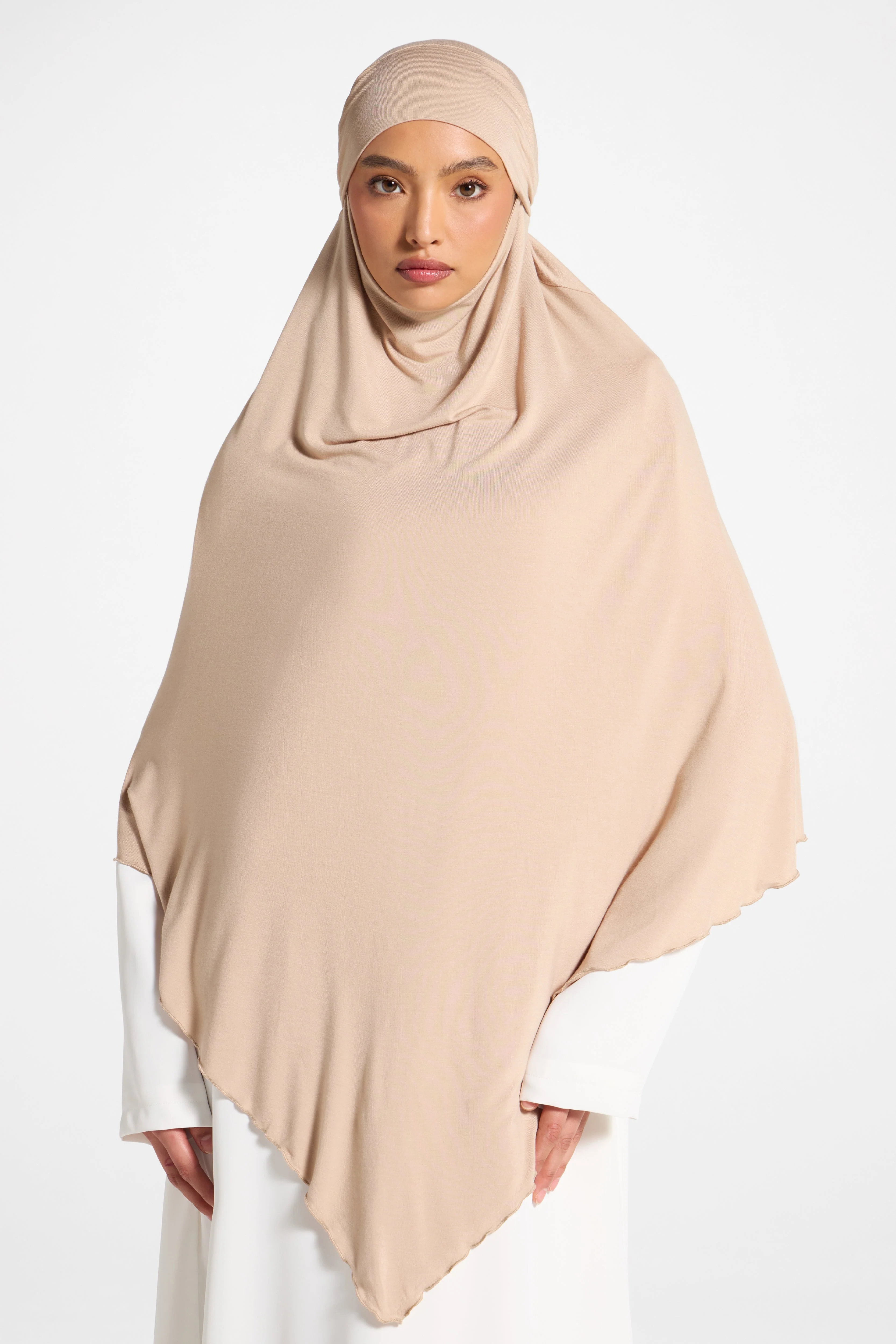 Jersey Khimar Hijab - Warm Taupe