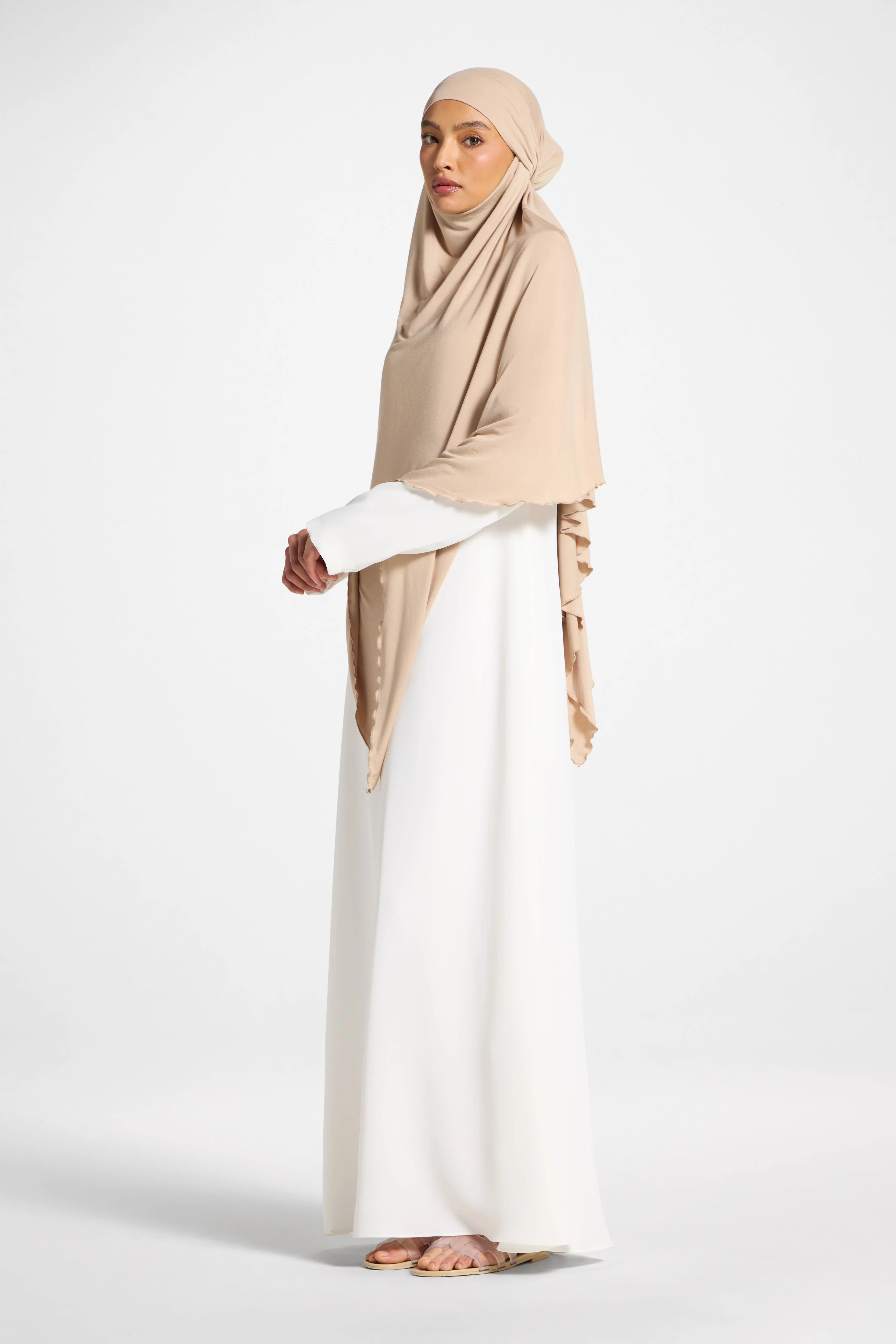 Jersey Khimar Hijab - Warm Taupe - Image 6