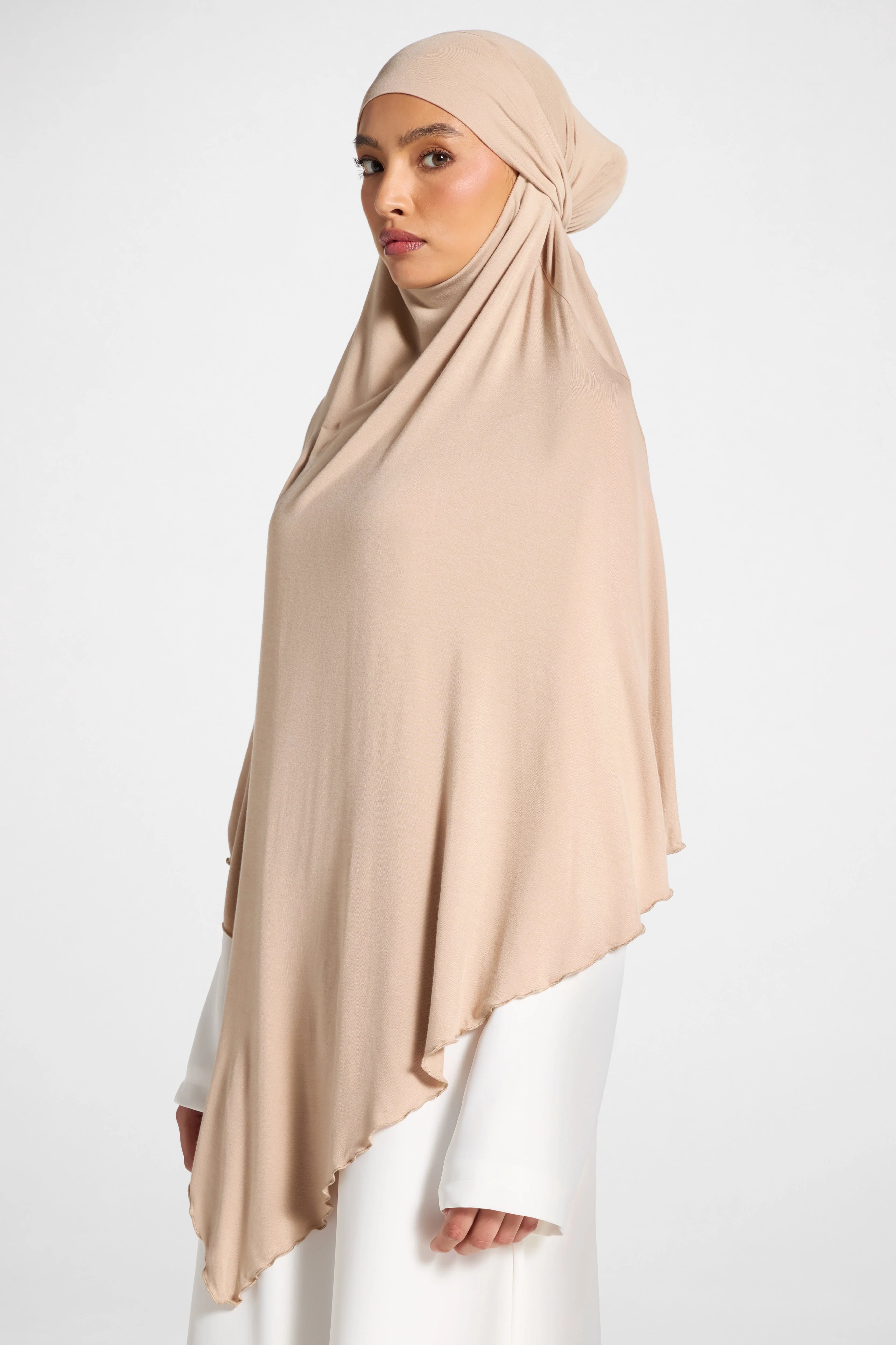 Jersey Khimar Hijab - Warm Taupe - Image 8