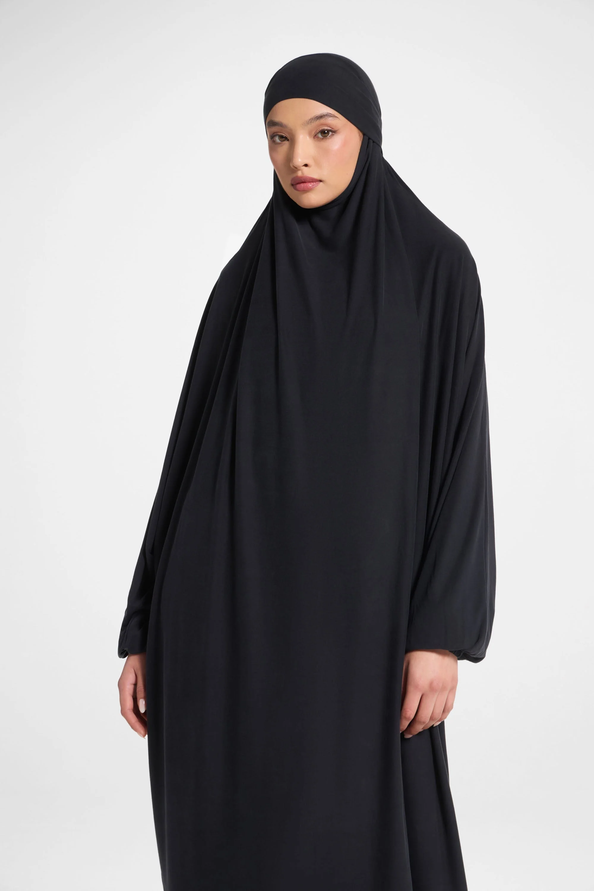 Jersey Jilbab Prayer Top - Black - Image 2