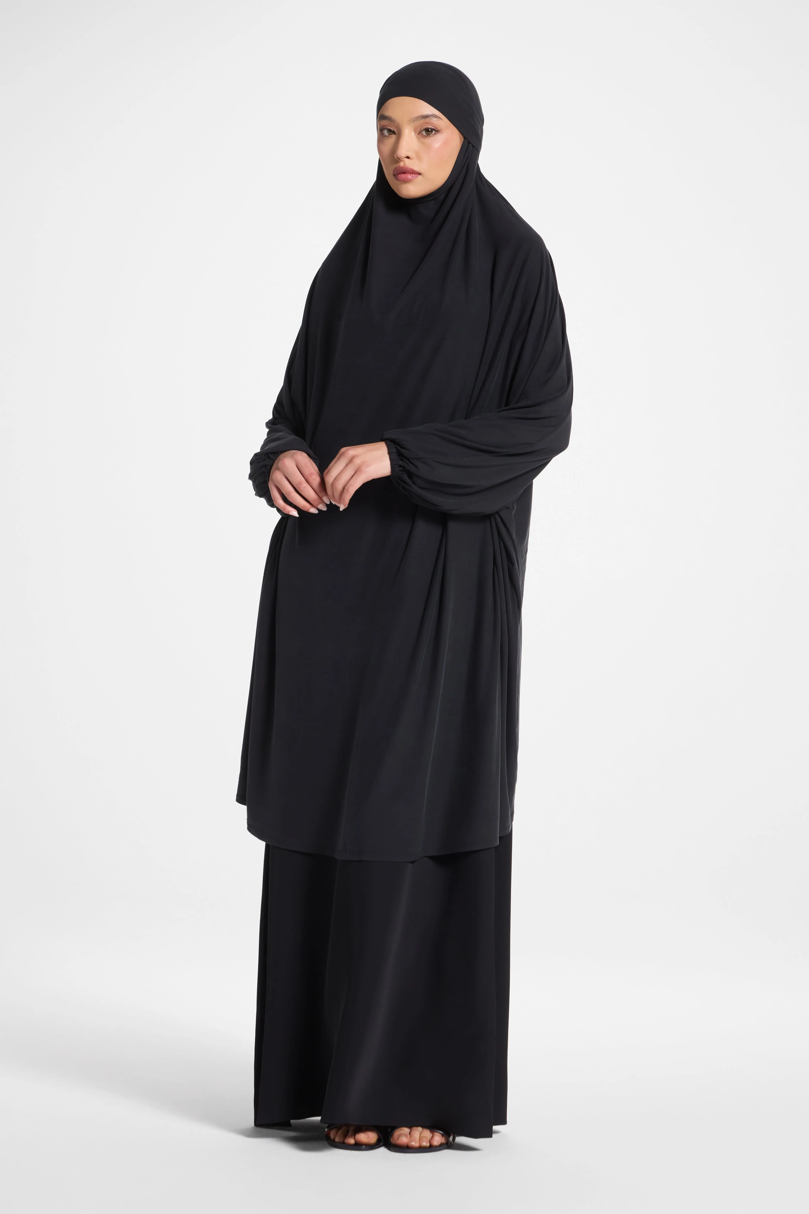 Jersey Jilbab Prayer Top - Black - Image 3