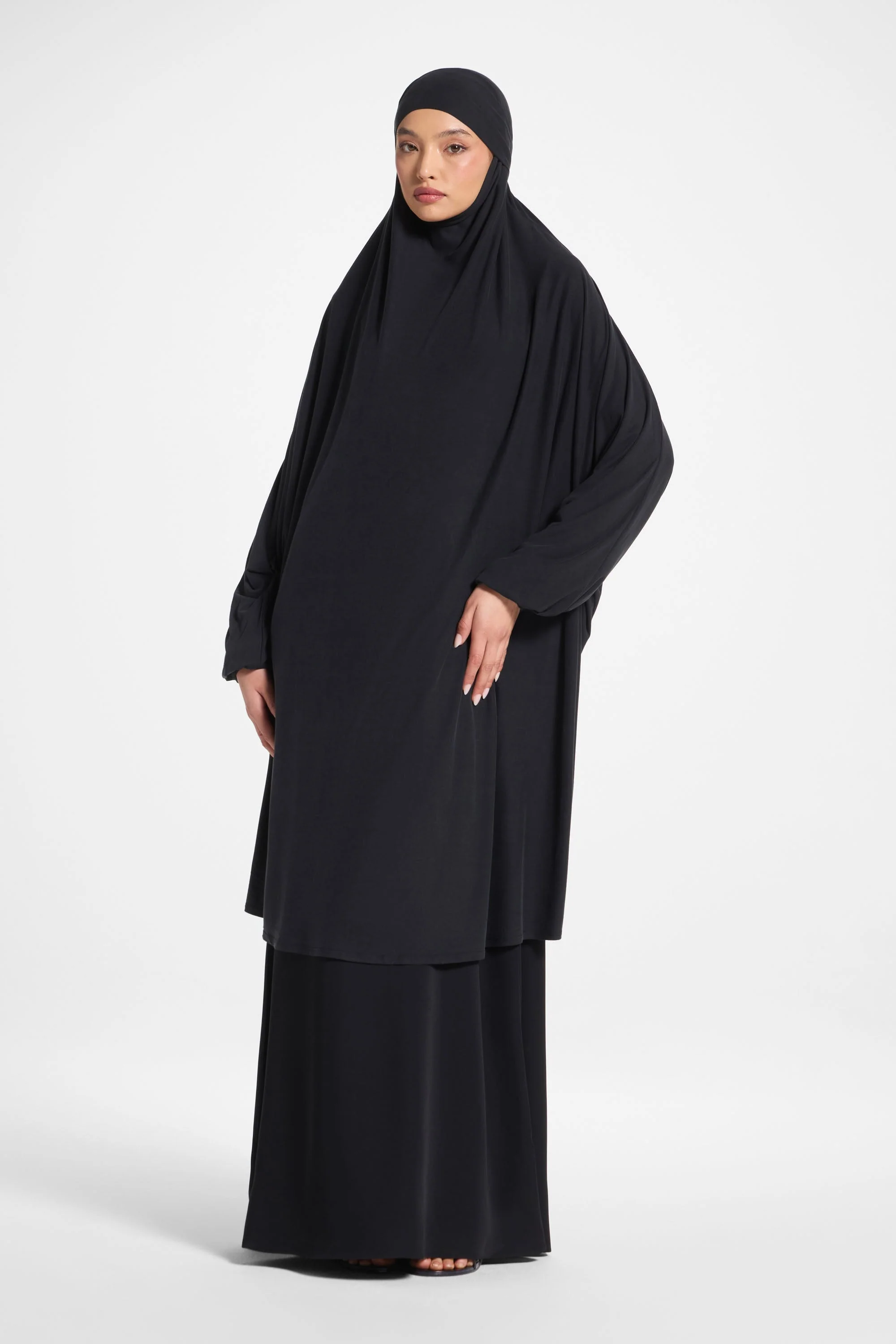 Jersey Jilbab Prayer Top - Black - Image 4