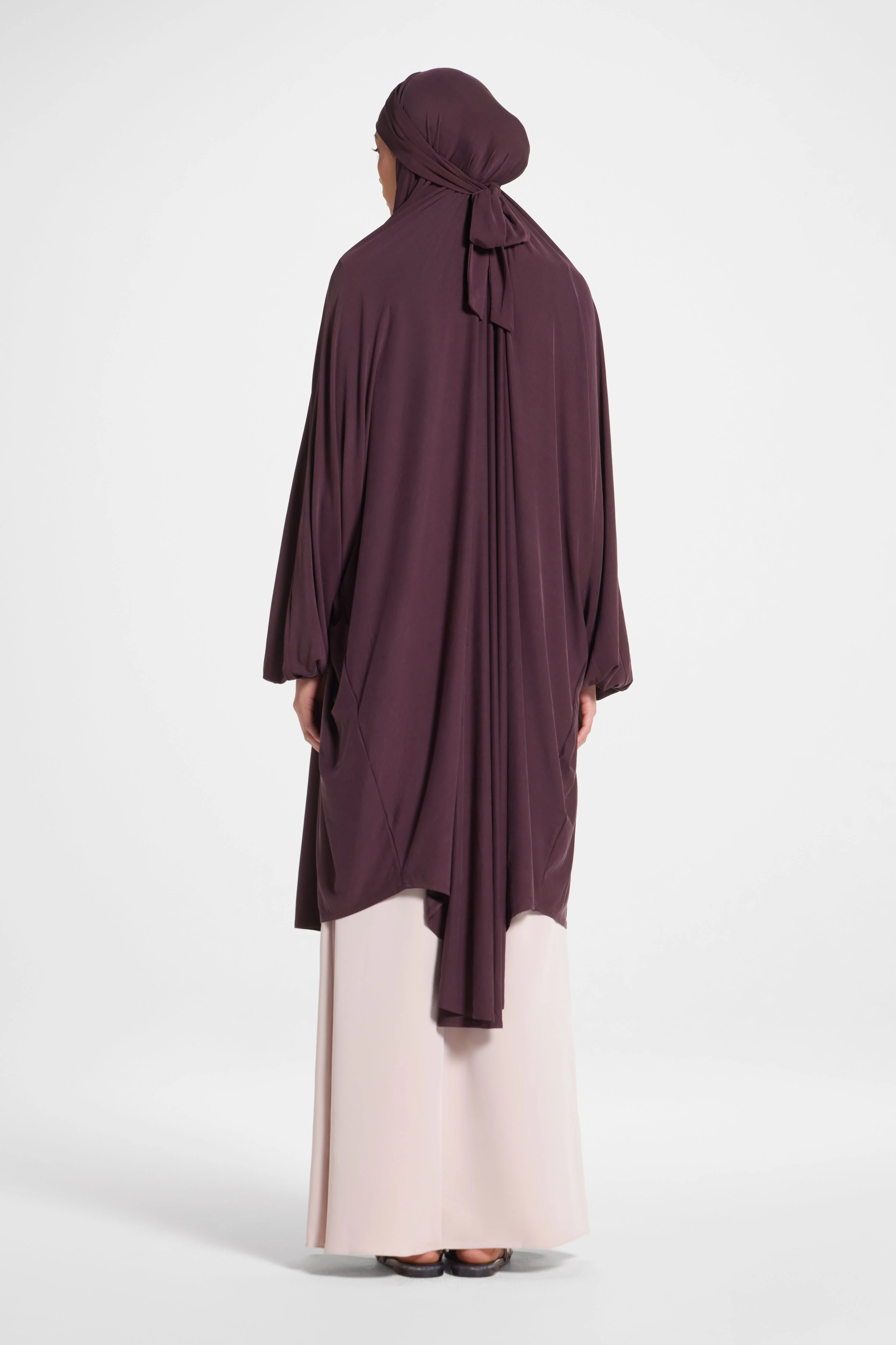 Jersey Jilbab Prayer Top - Plum - Image 6