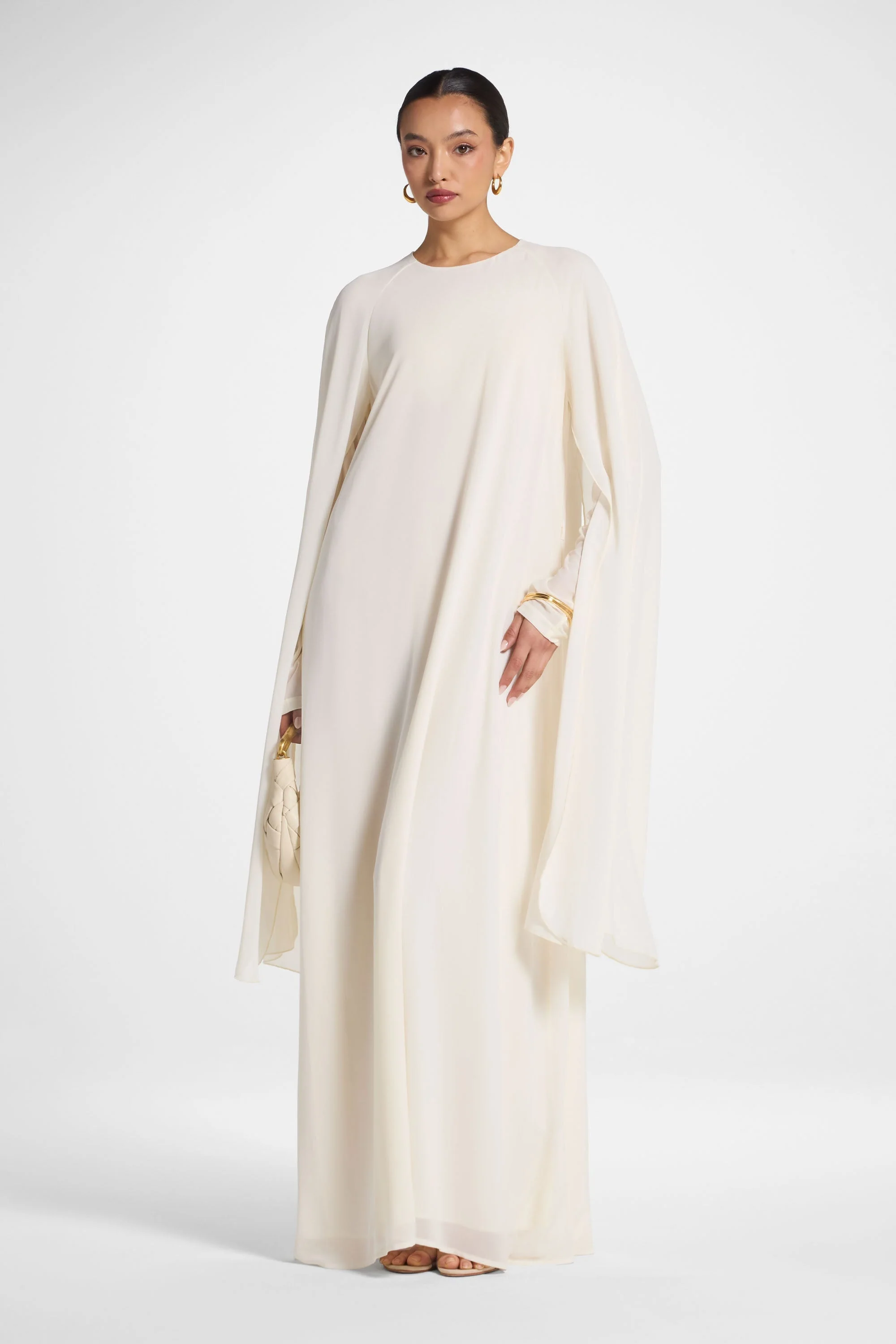 Julia Cape Maxi Dress - Off White - Image 3