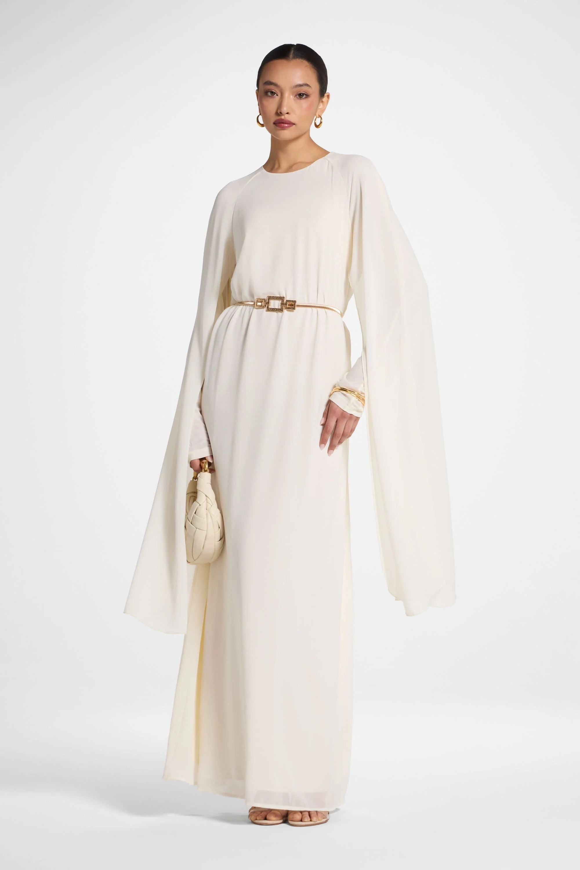 Julia Cape Maxi Dress - Off White - Image 4