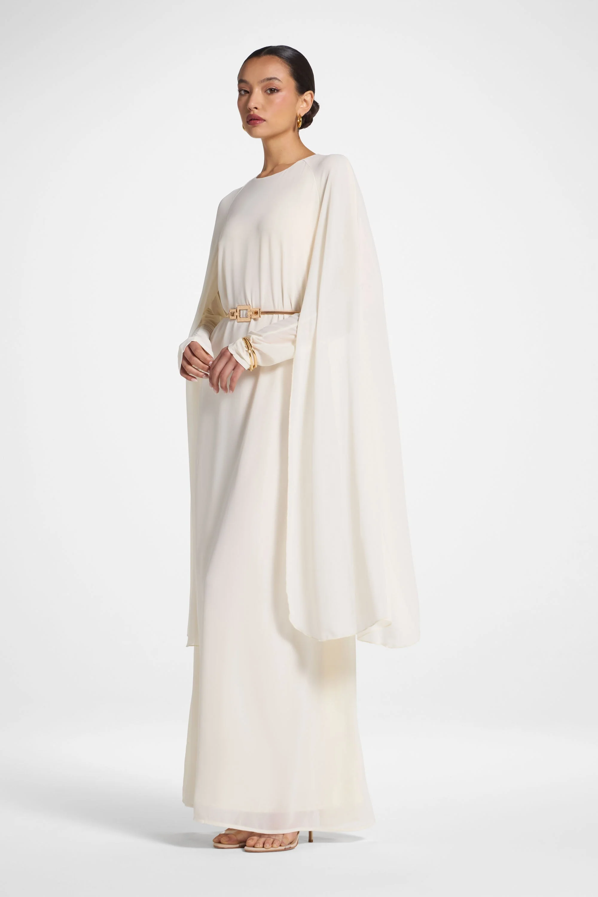 Julia Cape Maxi Dress - Off White - Image 5