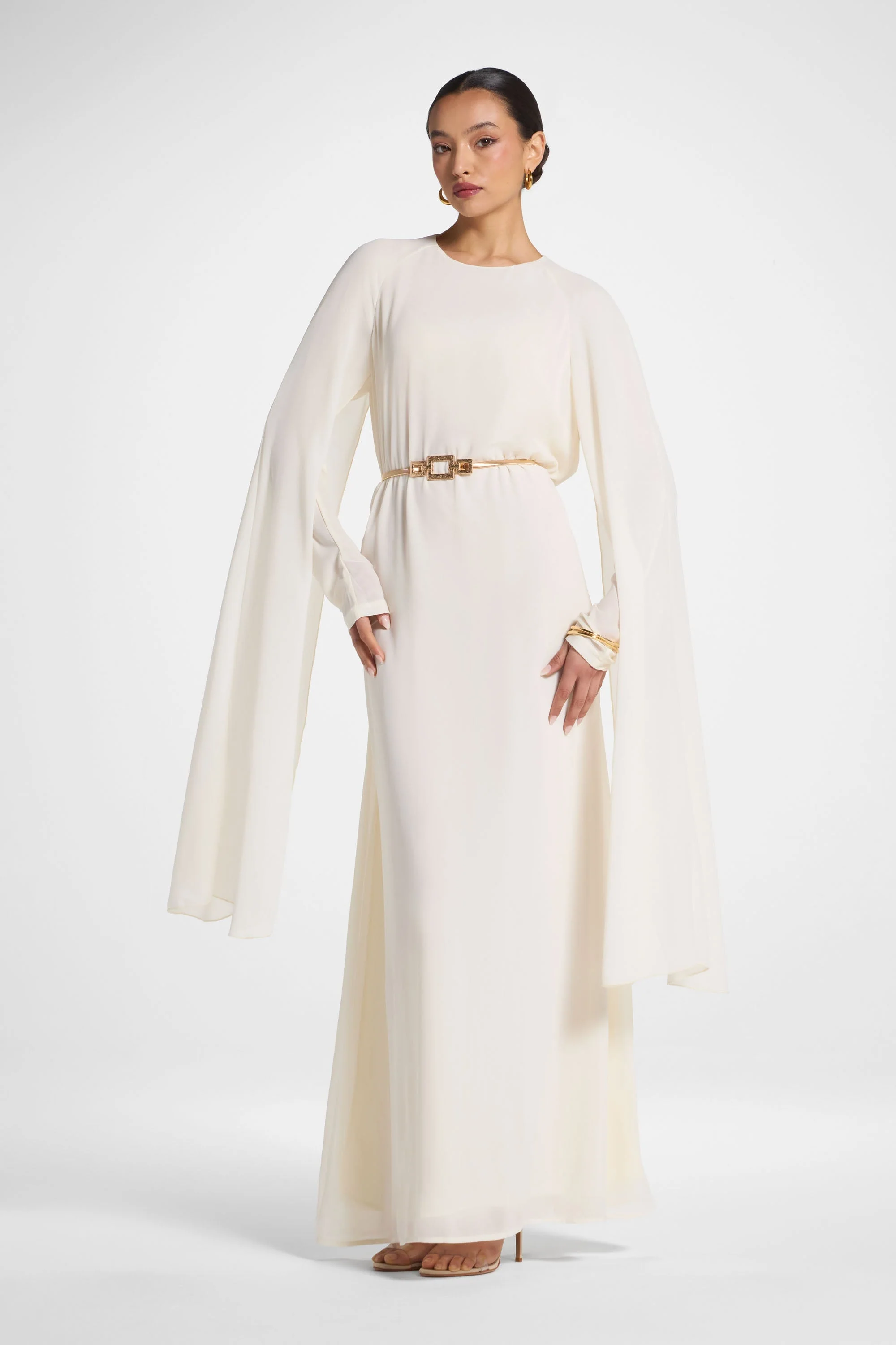 Julia Cape Maxi Dress - Off White - Image 6