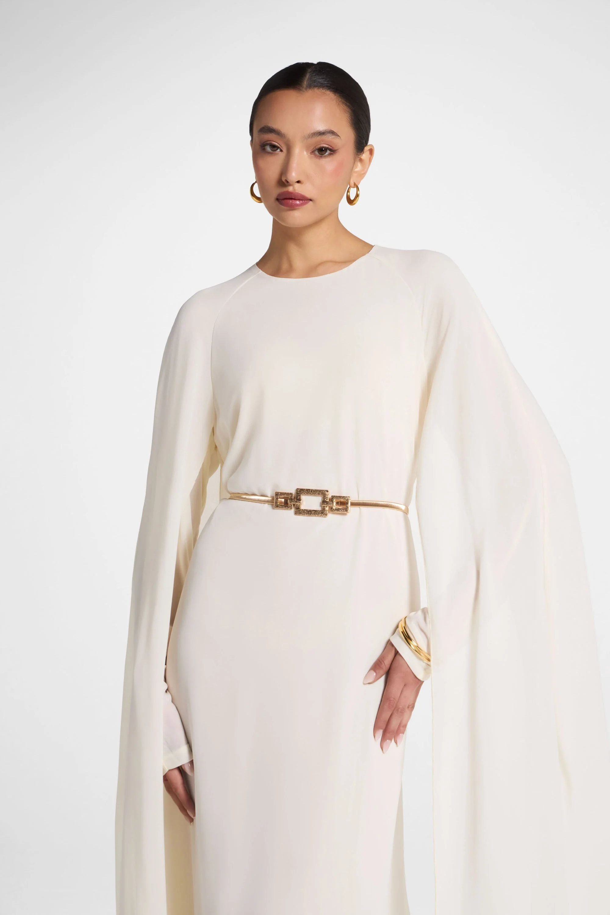Julia Cape Maxi Dress - Off White - Image 9