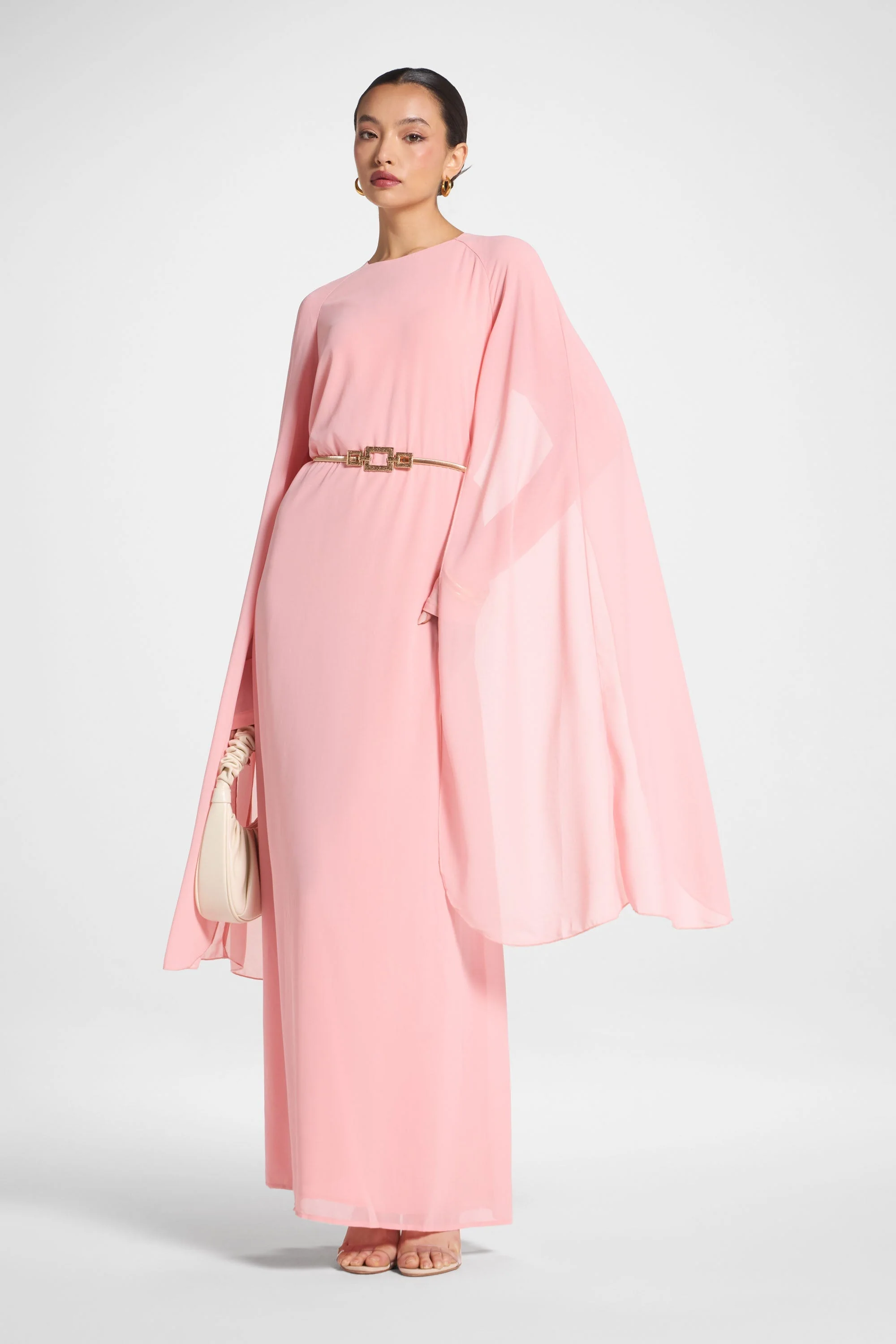 Julia Cape Maxi Dress - Pink - Image 3