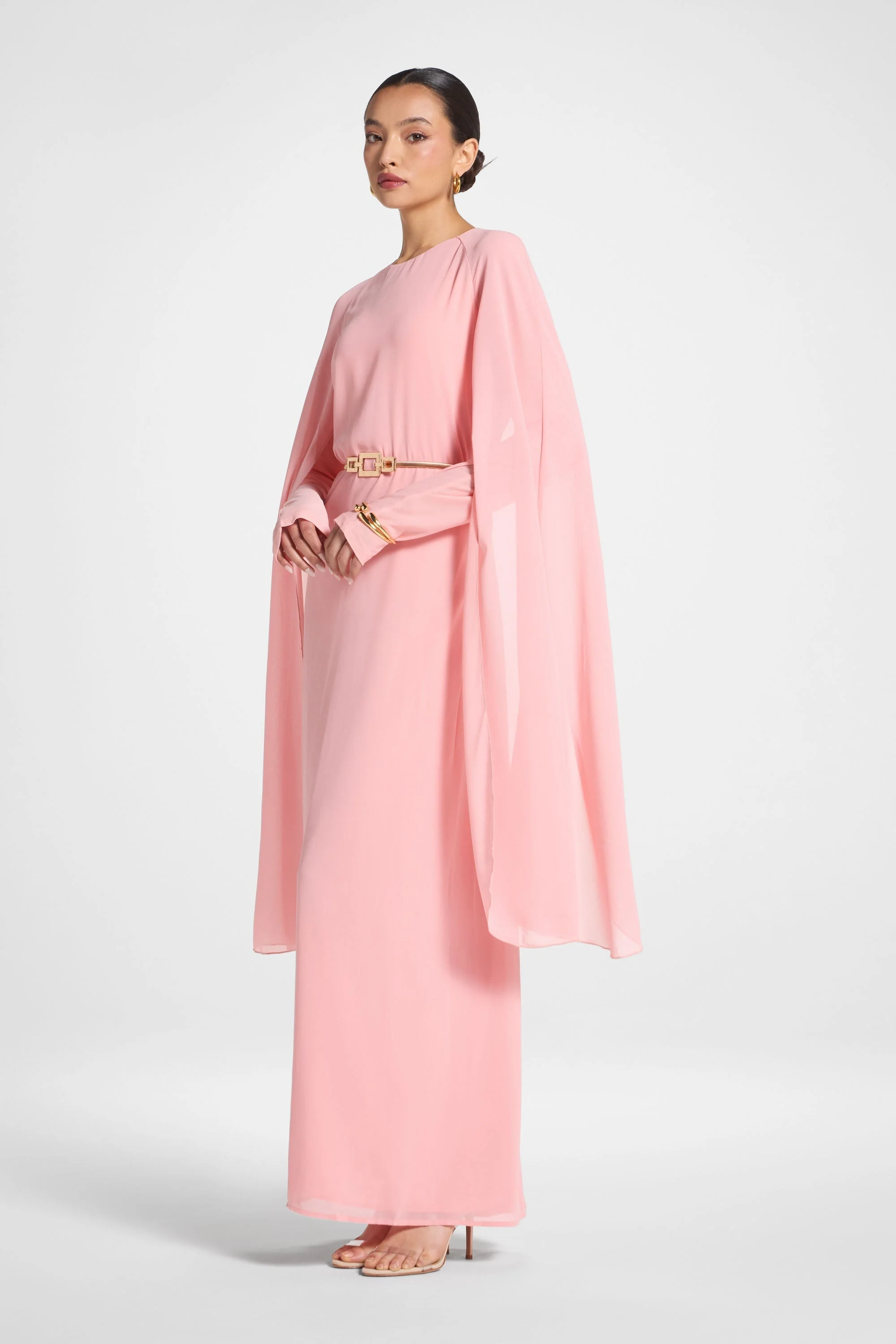 Julia Cape Maxi Dress - Pink - Image 6