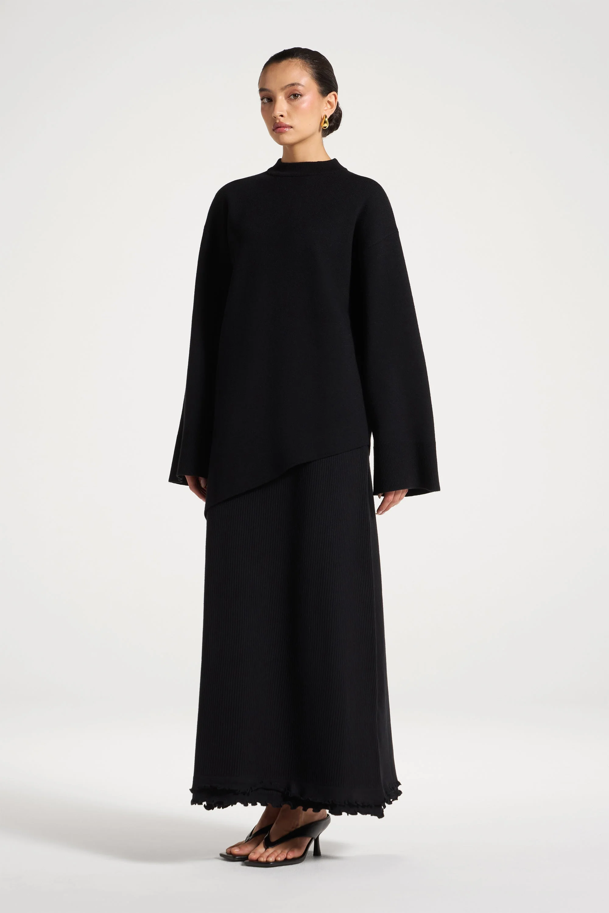 Kehlani Asymmetric Knit Top - Black - Image 4