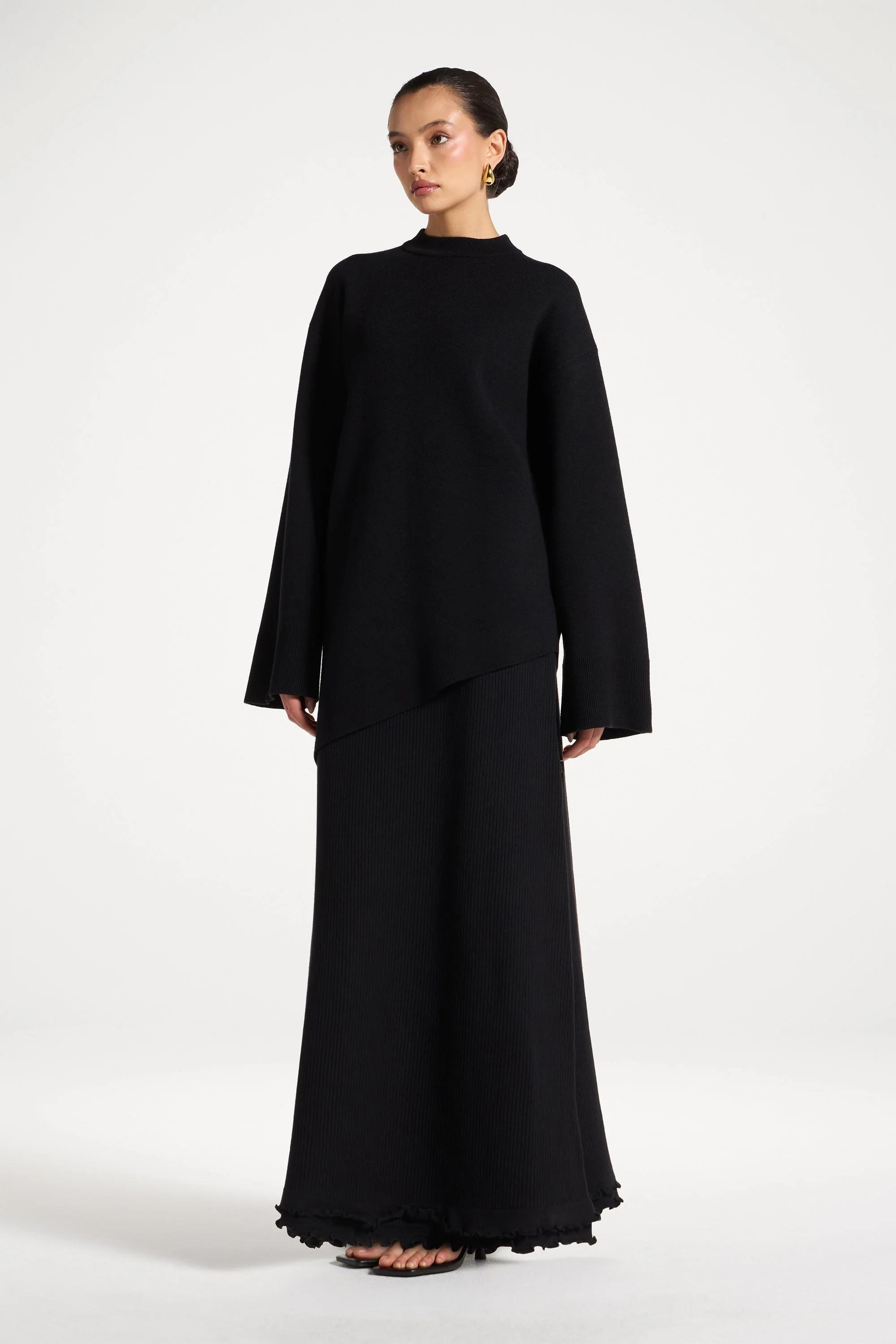 Kehlani Asymmetric Knit Top - Black - Image 5