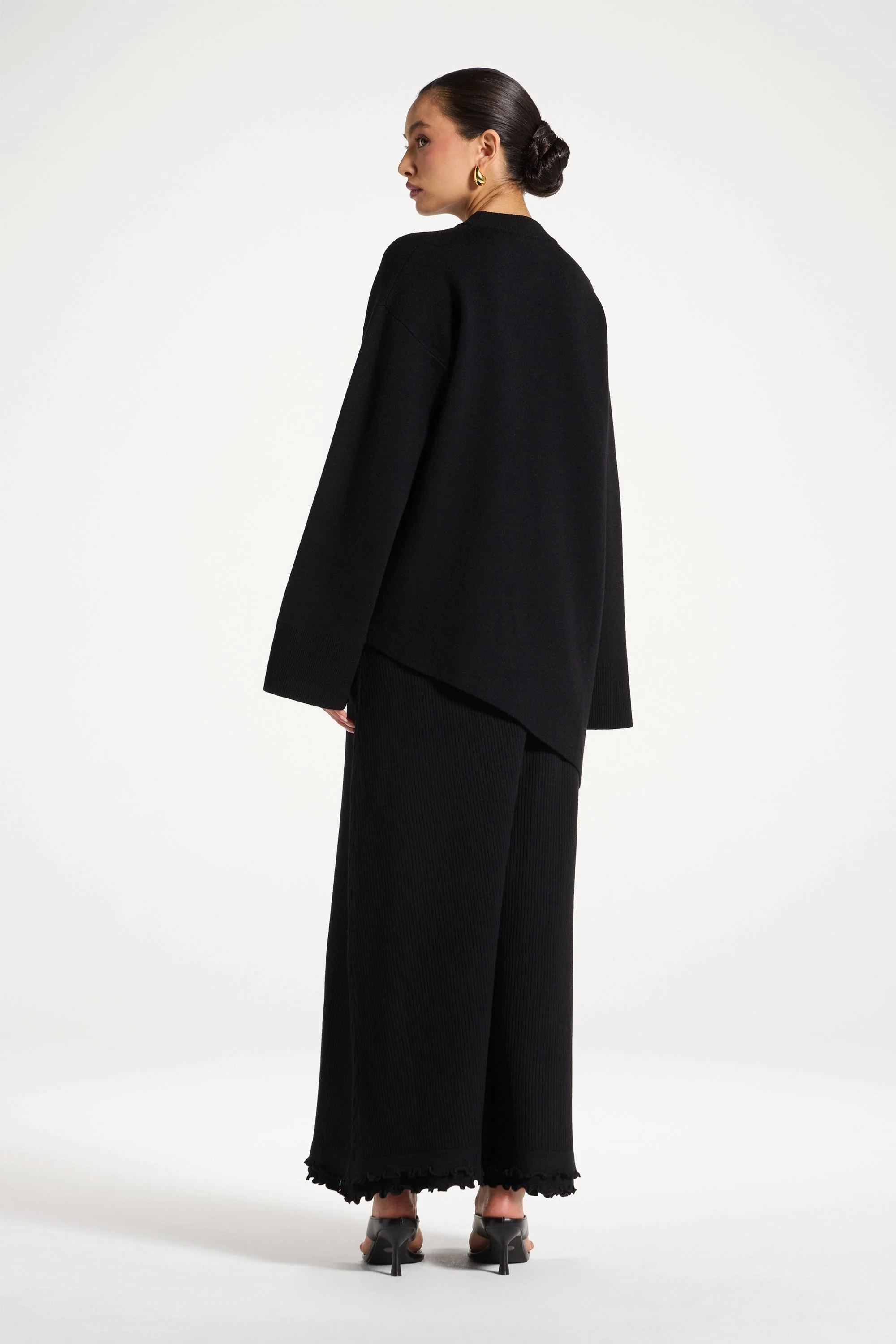 Kehlani Asymmetric Knit Top - Black - Image 6